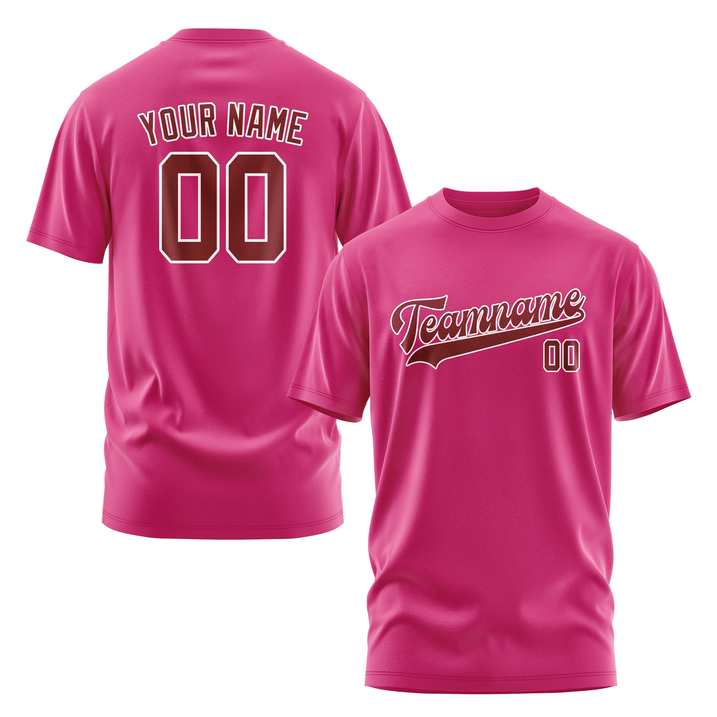 Maßgeschneidertes Rosarot Karmesinrot T-Shirt