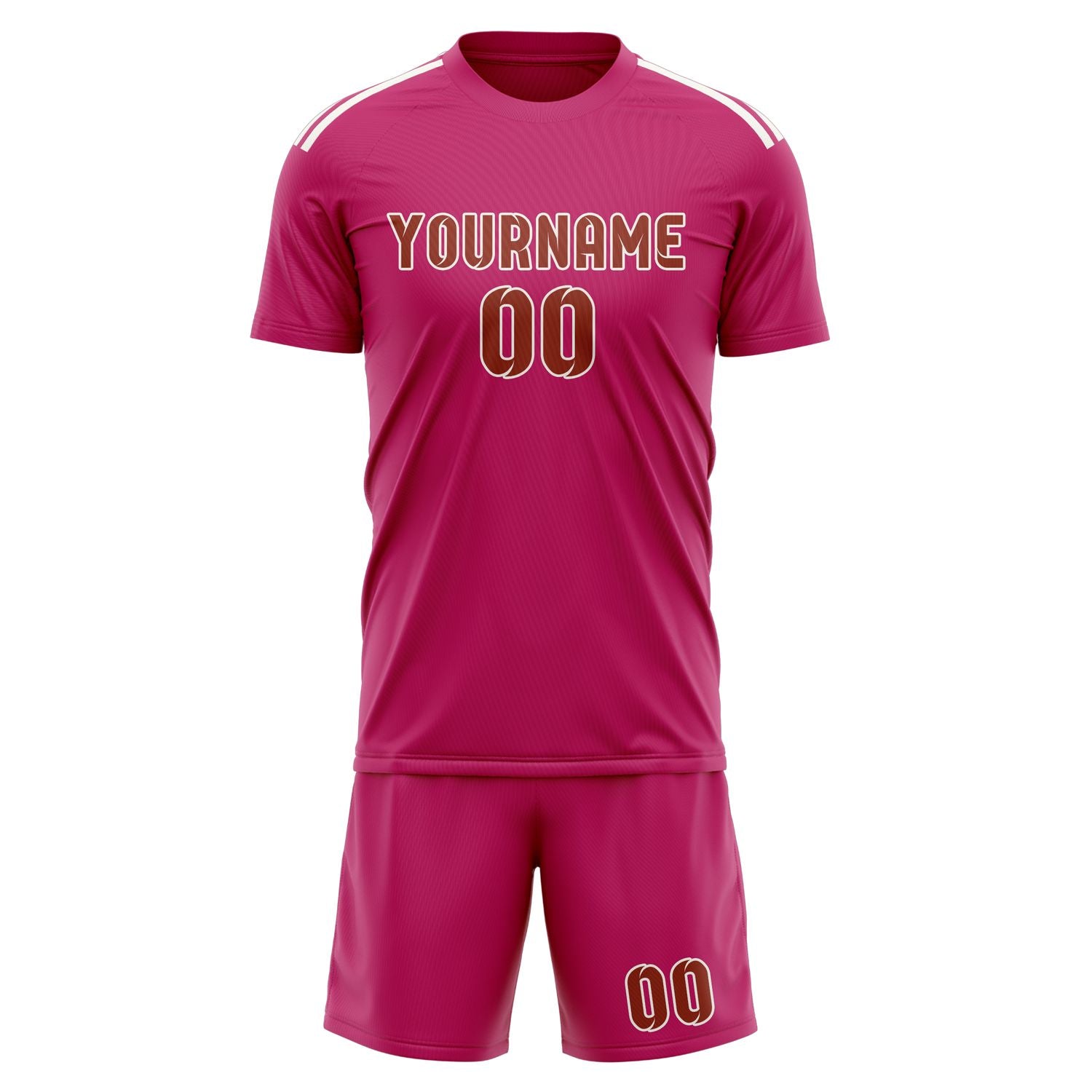 Maßgeschneidertes Professionelles Rosarot Korallenrot Fußballtrikot-Set
