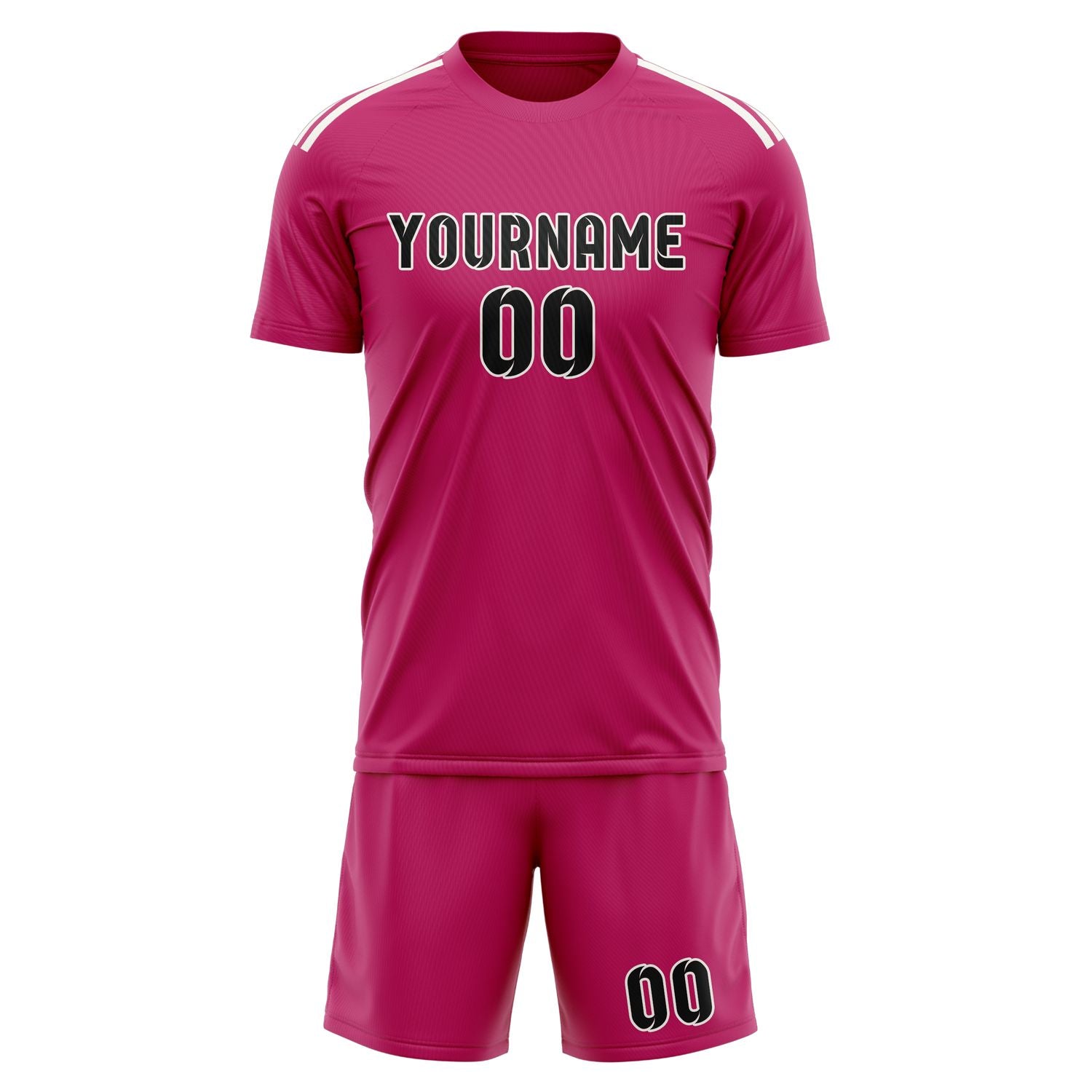 Maßgeschneidertes Professionelles Rosarot Schwarz Fußballtrikot-Set