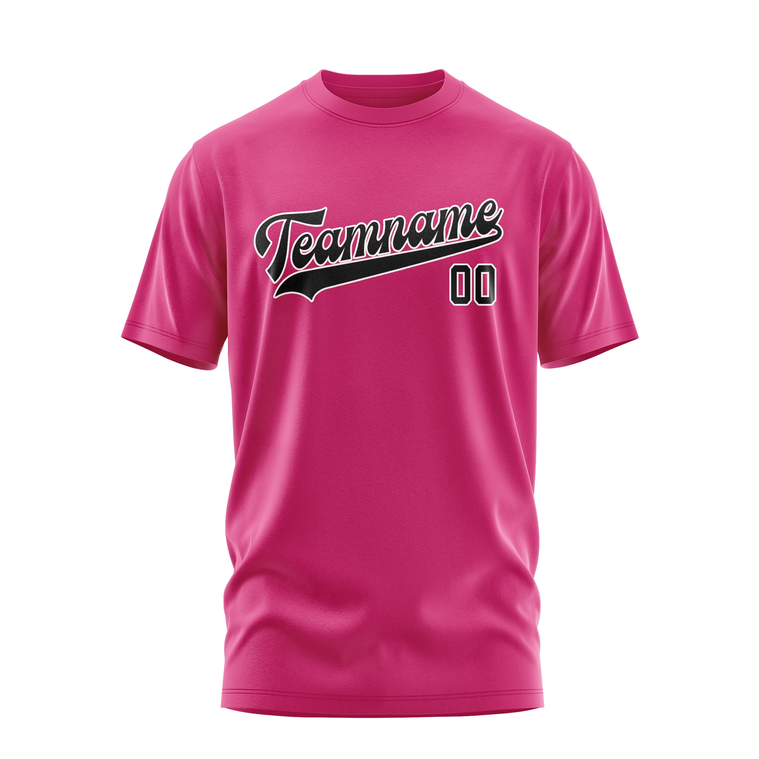 Maßgeschneidertes Rosarot Schwarz T-Shirt