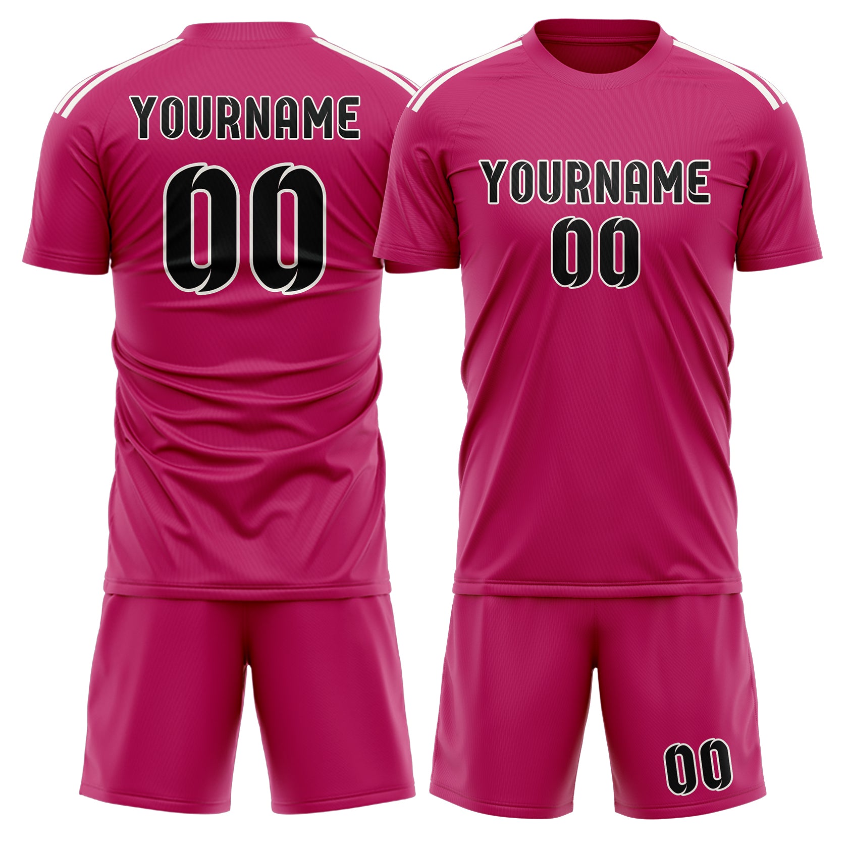 Maßgeschneidertes Professionelles Rosarot Schwarz Fußballtrikot-Set