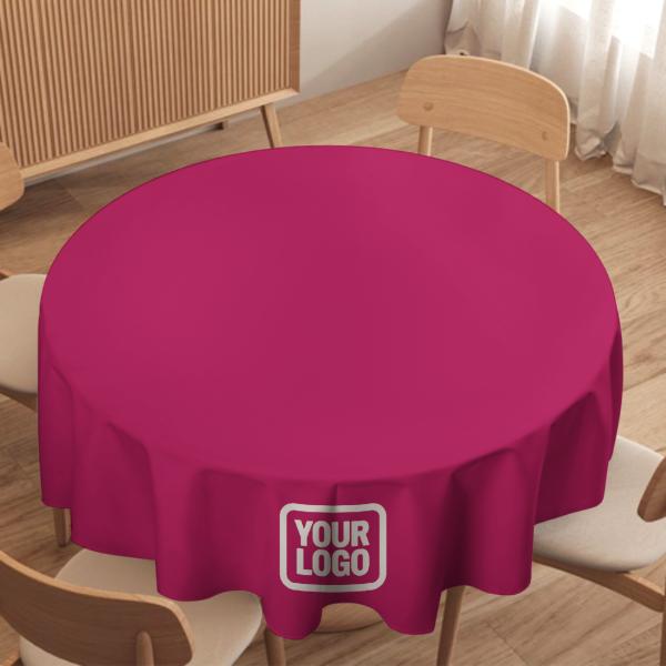 Maßgeschneidertes Rosarot Weiß Runde Tischdecke