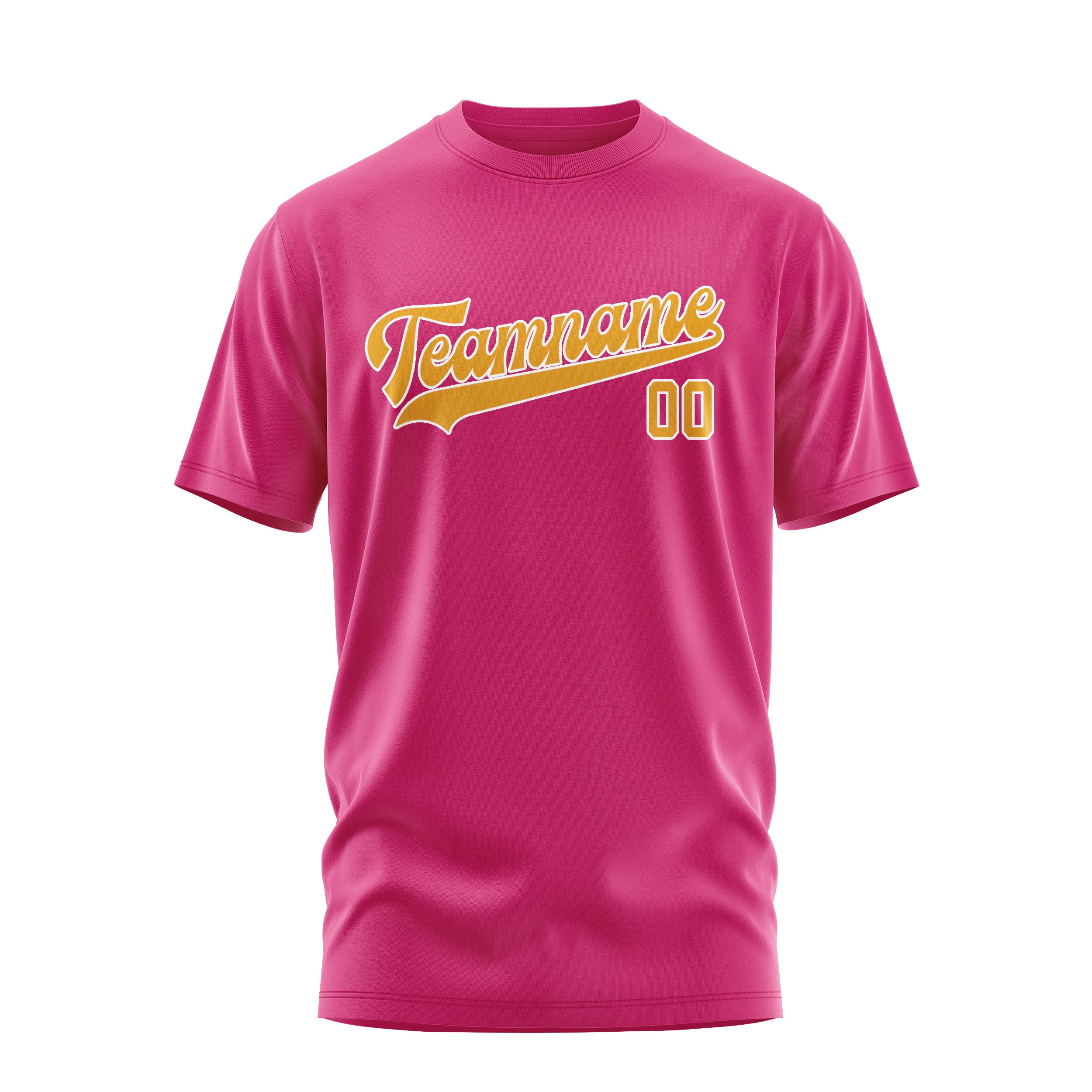 Maßgeschneidertes Rosarot Gelb T-Shirt