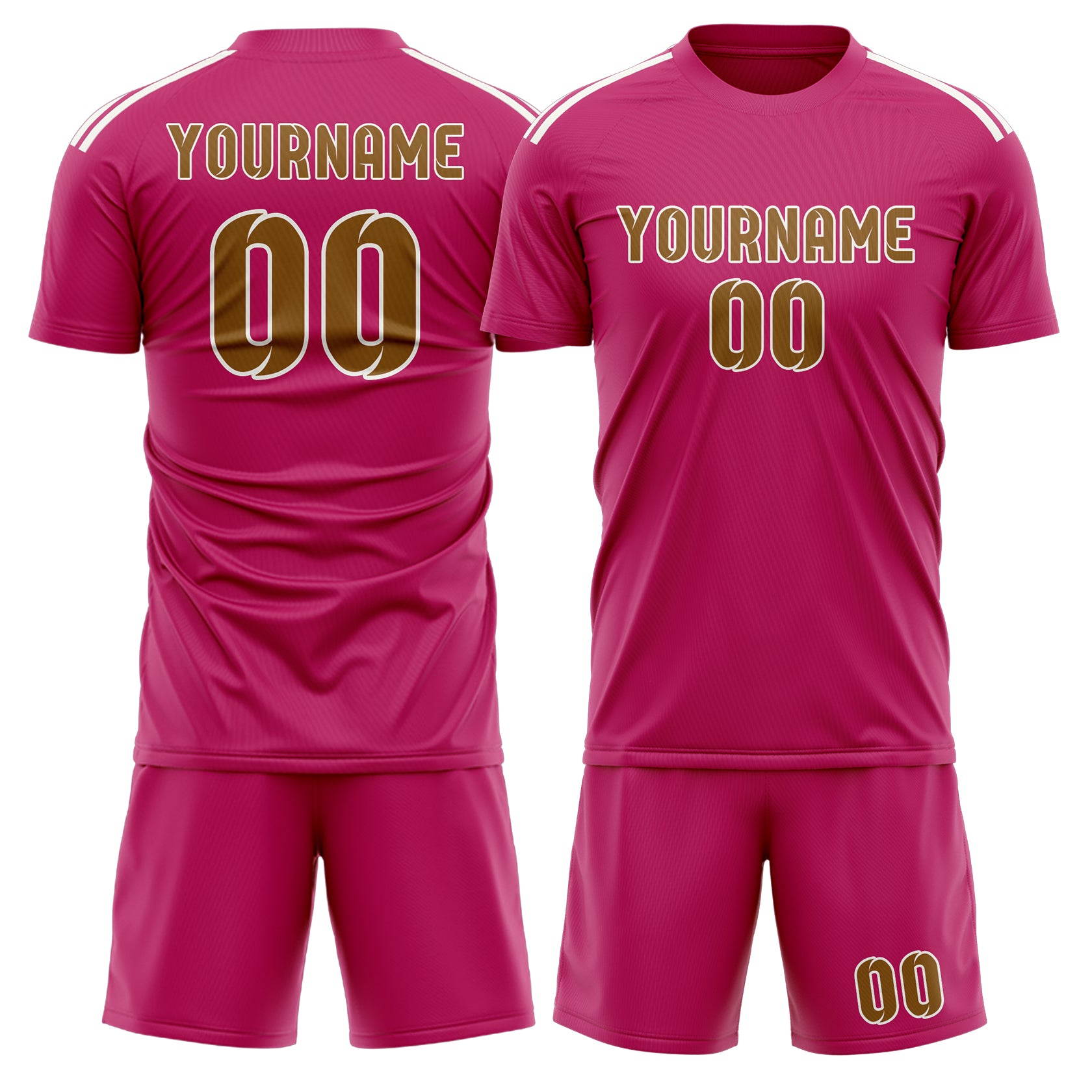 Maßgeschneidertes Professionelles Rosarot Khaki Fußballtrikot-Set