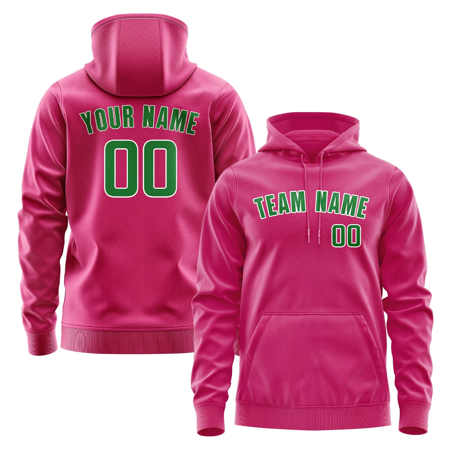 Maßgeschneidertes Rosarot Smaragdgrün Hoodie