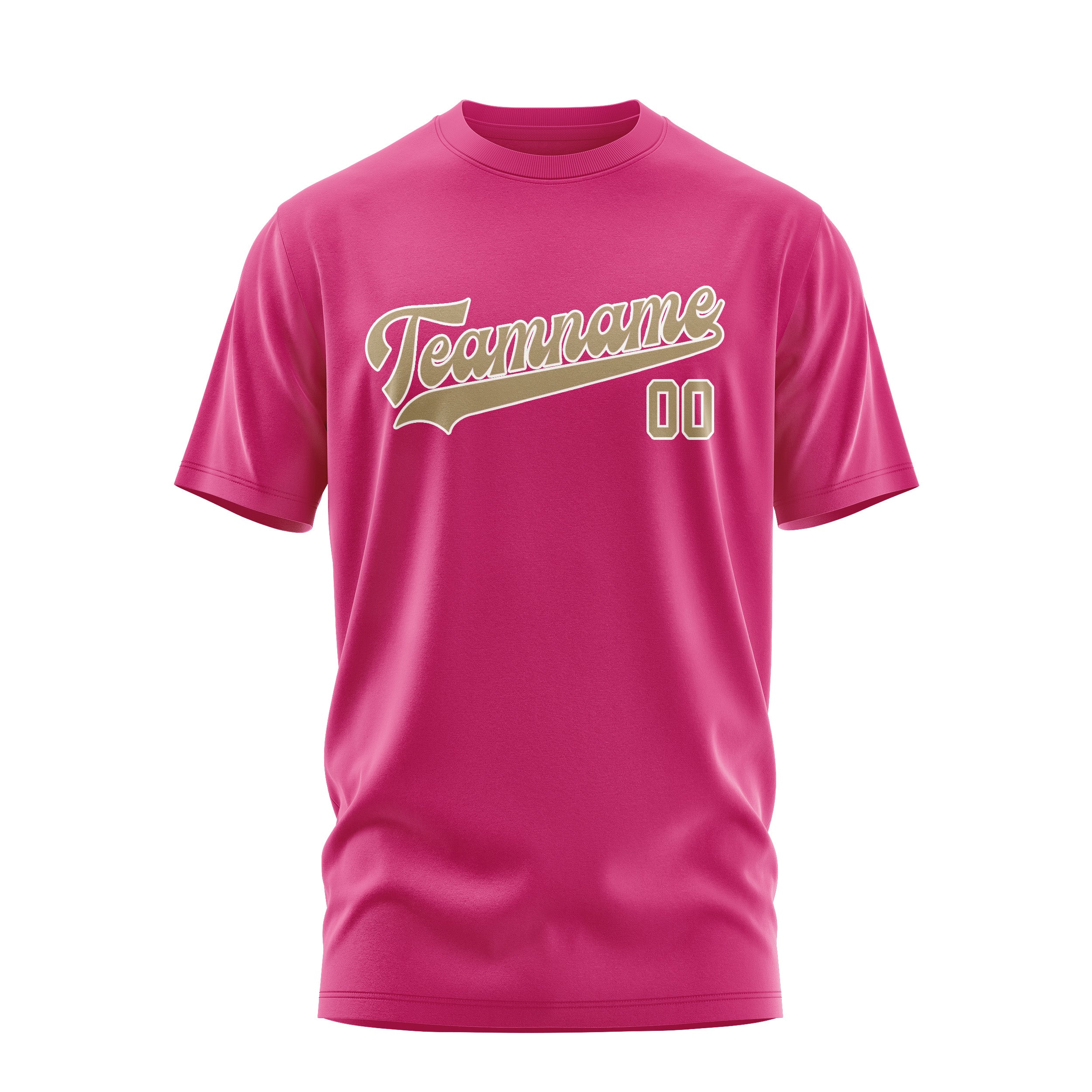 Maßgeschneidertes Rosarot Hellkhaki T-Shirt