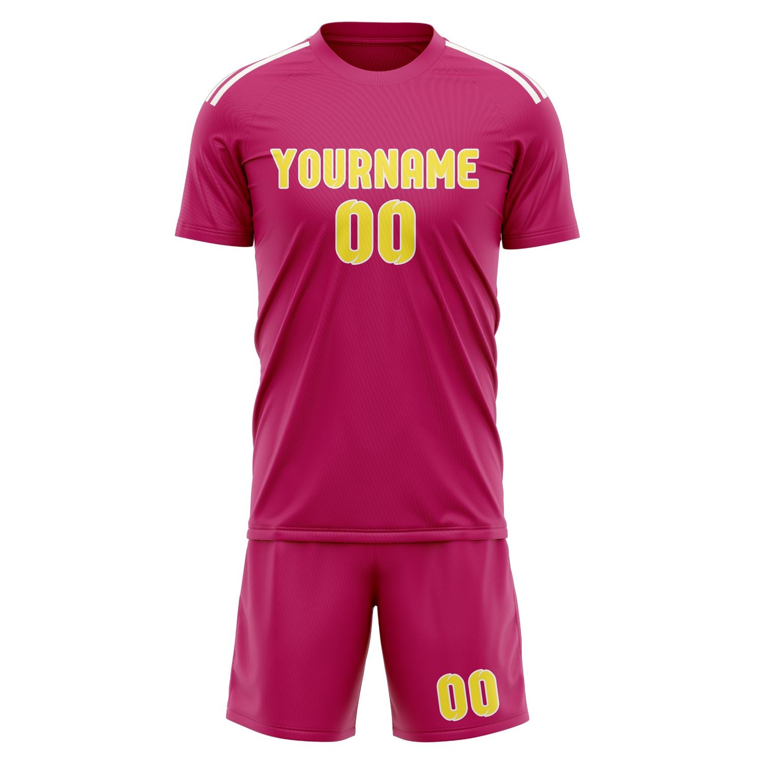 Maßgeschneidertes Professionelles Rosarot Blassgelb Fußballtrikot-Set