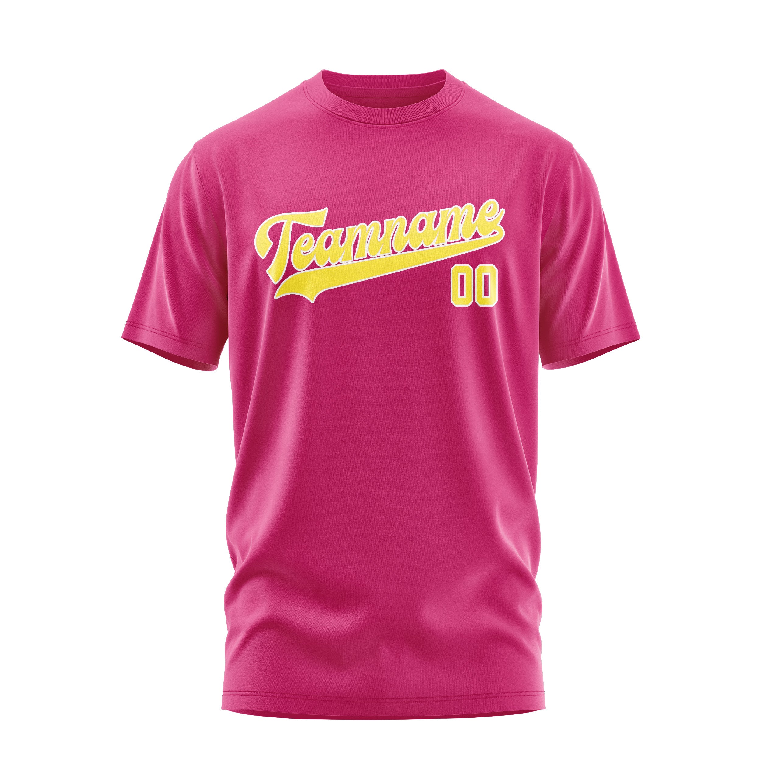 Maßgeschneidertes Rosarot Blassgelb T-Shirt