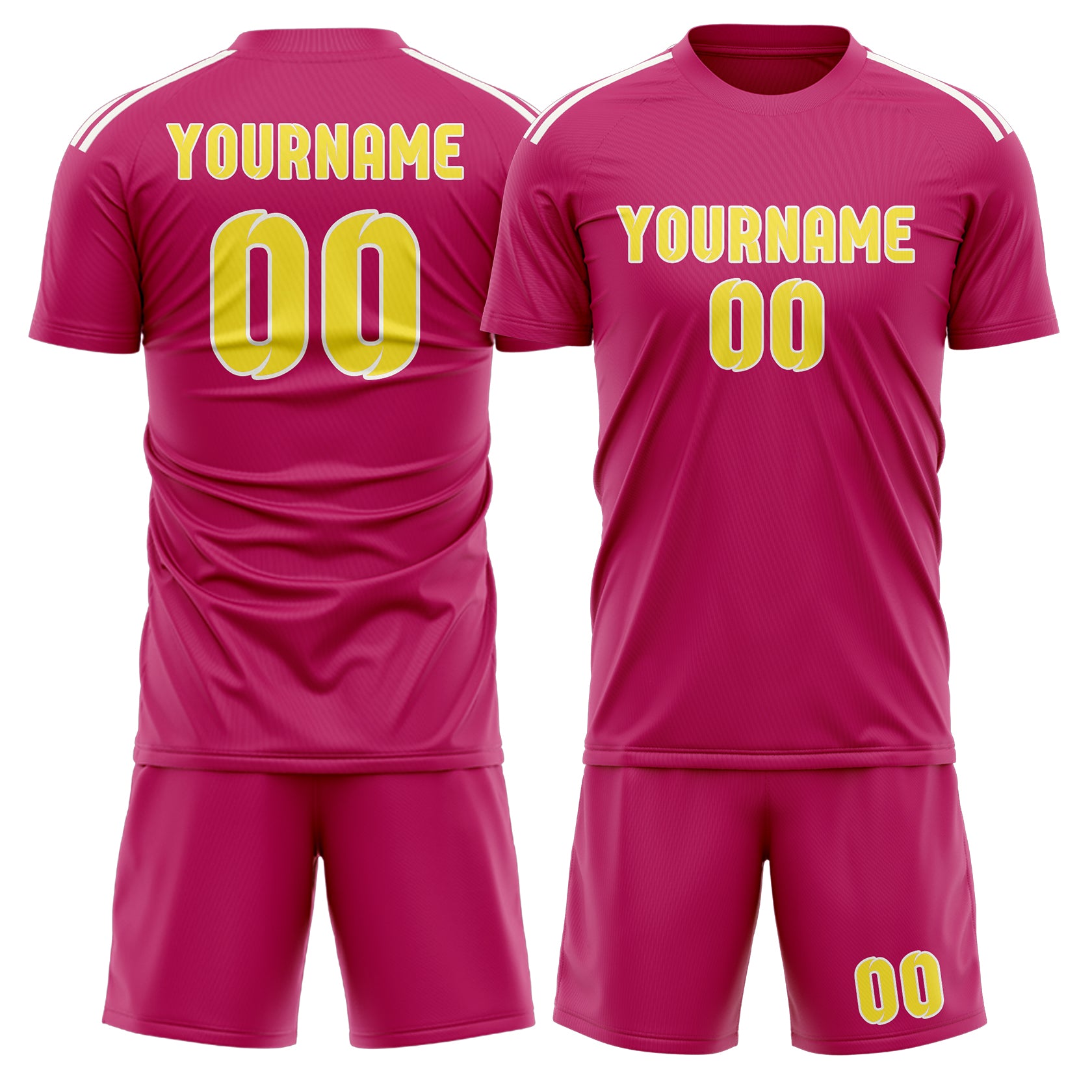 Maßgeschneidertes Professionelles Rosarot Blassgelb Fußballtrikot-Set