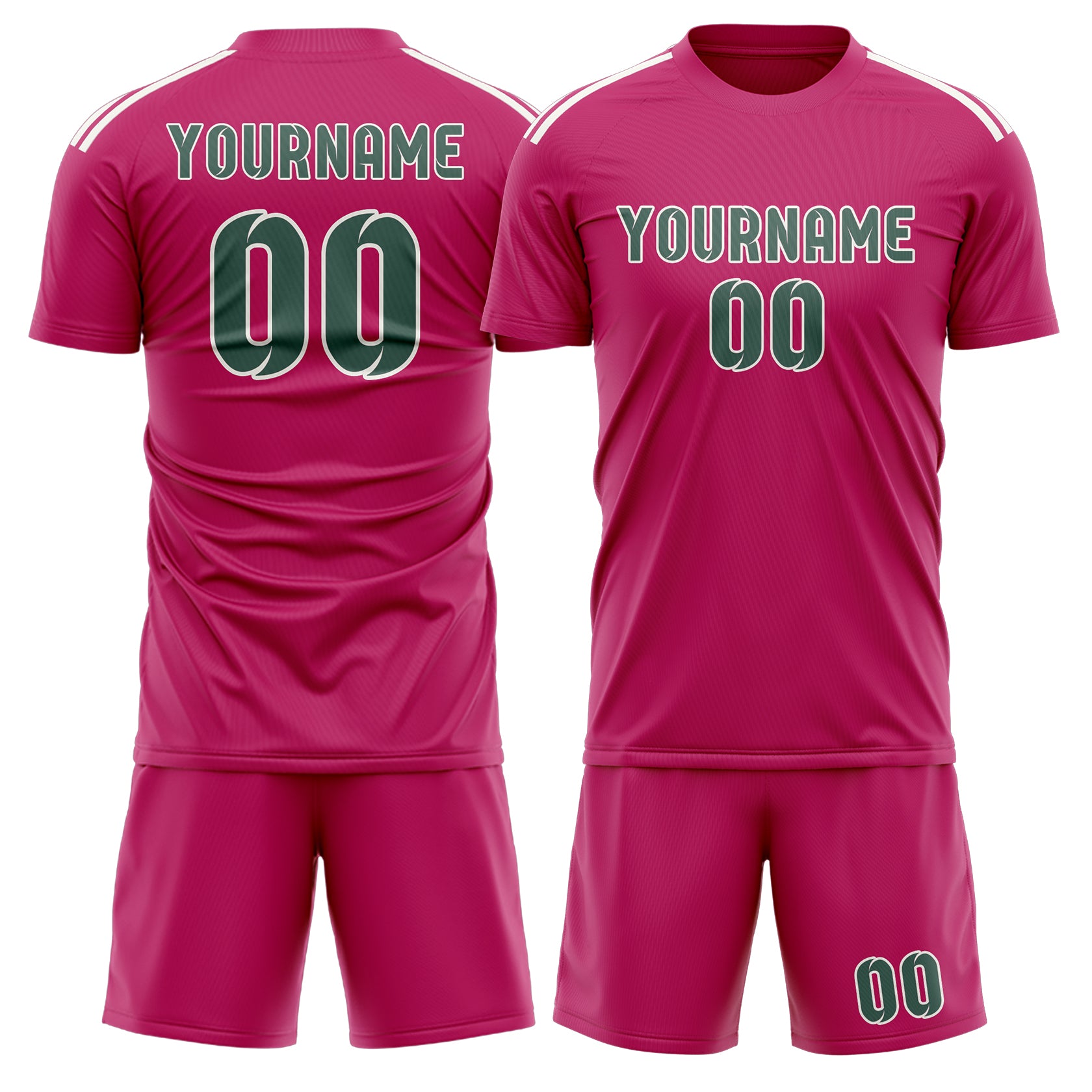 Maßgeschneidertes Professionelles Rosarot Blaugrün Fußballtrikot-Set