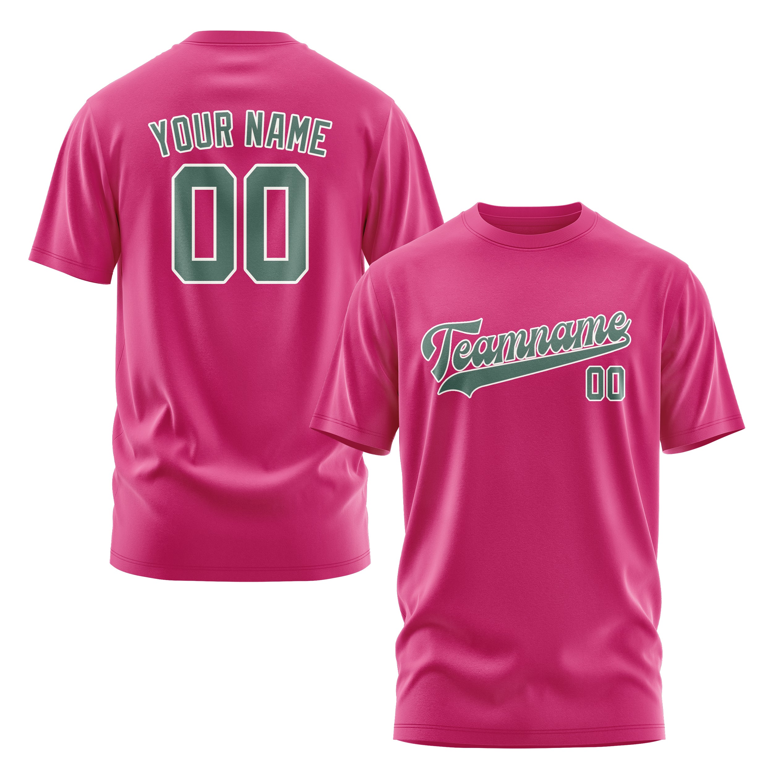 Maßgeschneidertes Rosarot Blaugrün T-Shirt