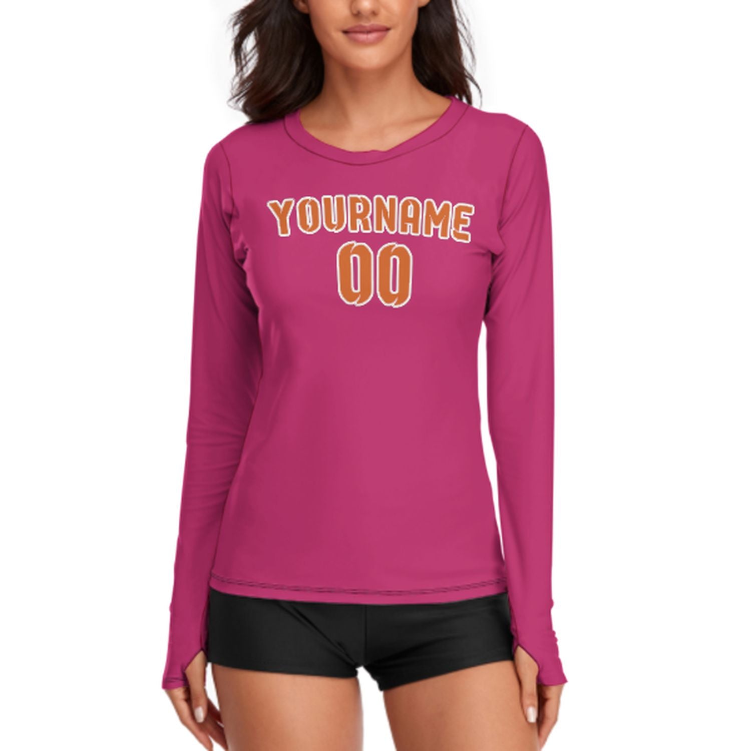 Maßgeschneidertes Rosarot Orange Damen Langarmshirt