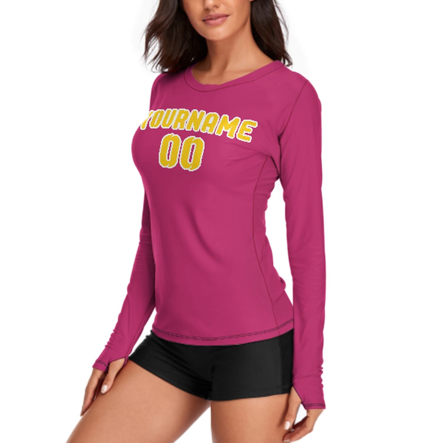 Maßgeschneidertes Rosarot Gold Damen Langarmshirt