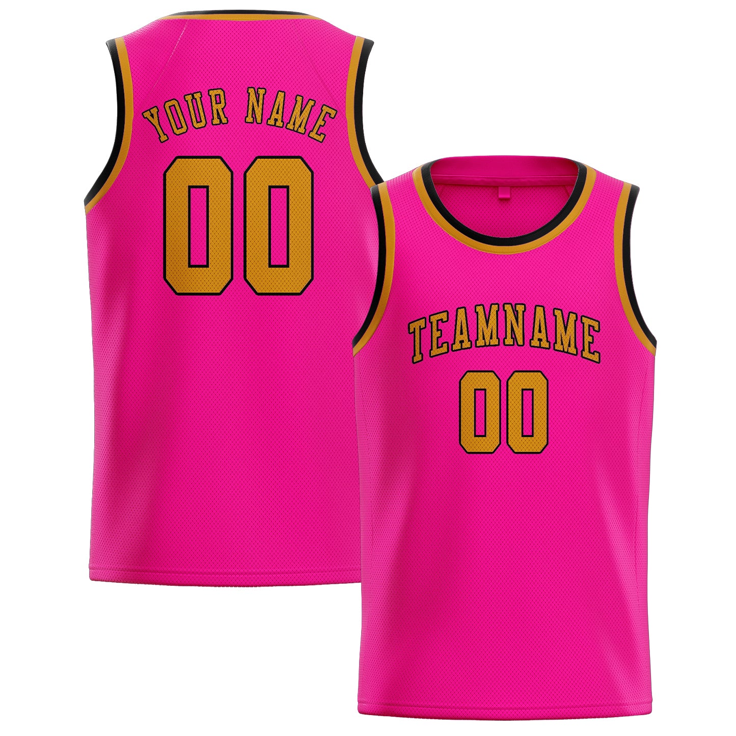Benutzerdefiniertes Professionelles Rosarot Gelb Basketballtrikot