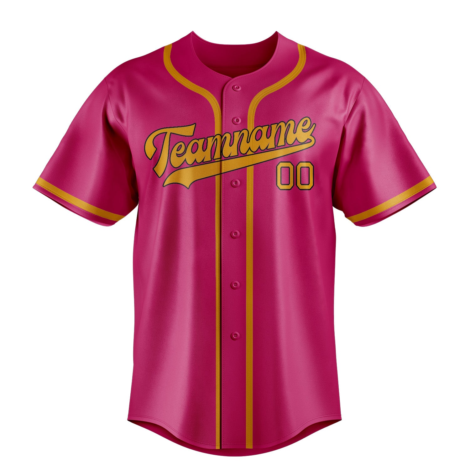 Benutzerdefiniertes Professionelles Rosarot Gelb Baseballtrikot