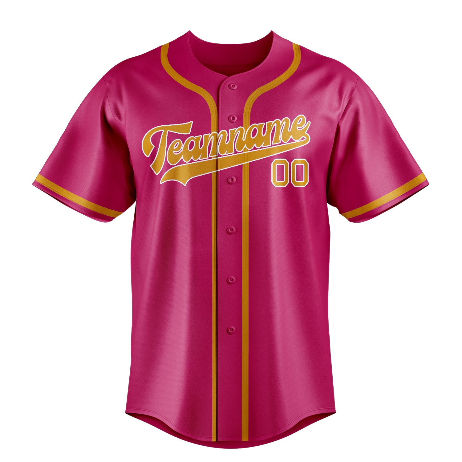 Benutzerdefiniertes Professionelles Rosarot Gelb Baseballtrikot