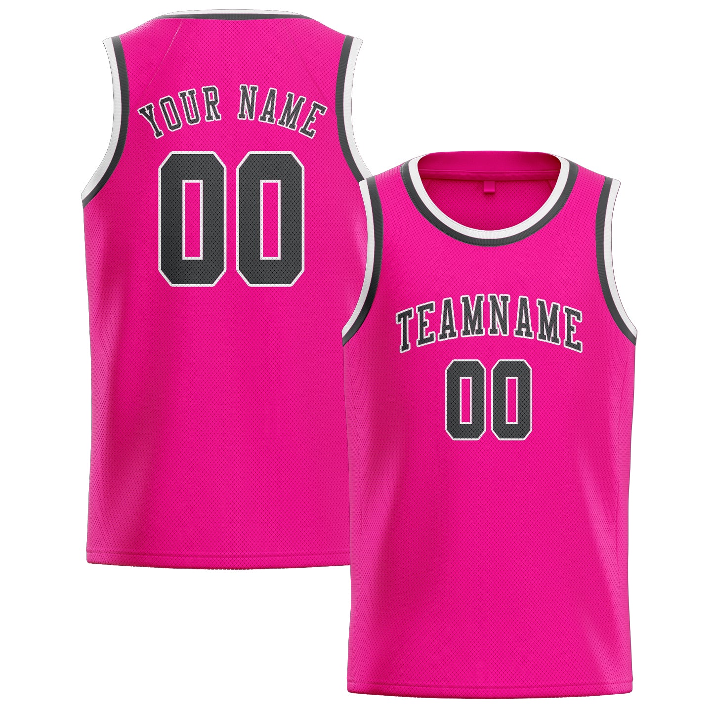 Benutzerdefiniertes Professionelles Rosarot Dunkelgrau Basketballtrikot