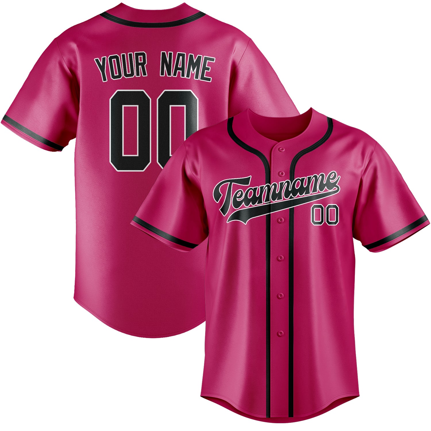 Benutzerdefiniertes Professionelles Rosarot Dunkelgrau Baseballtrikot
