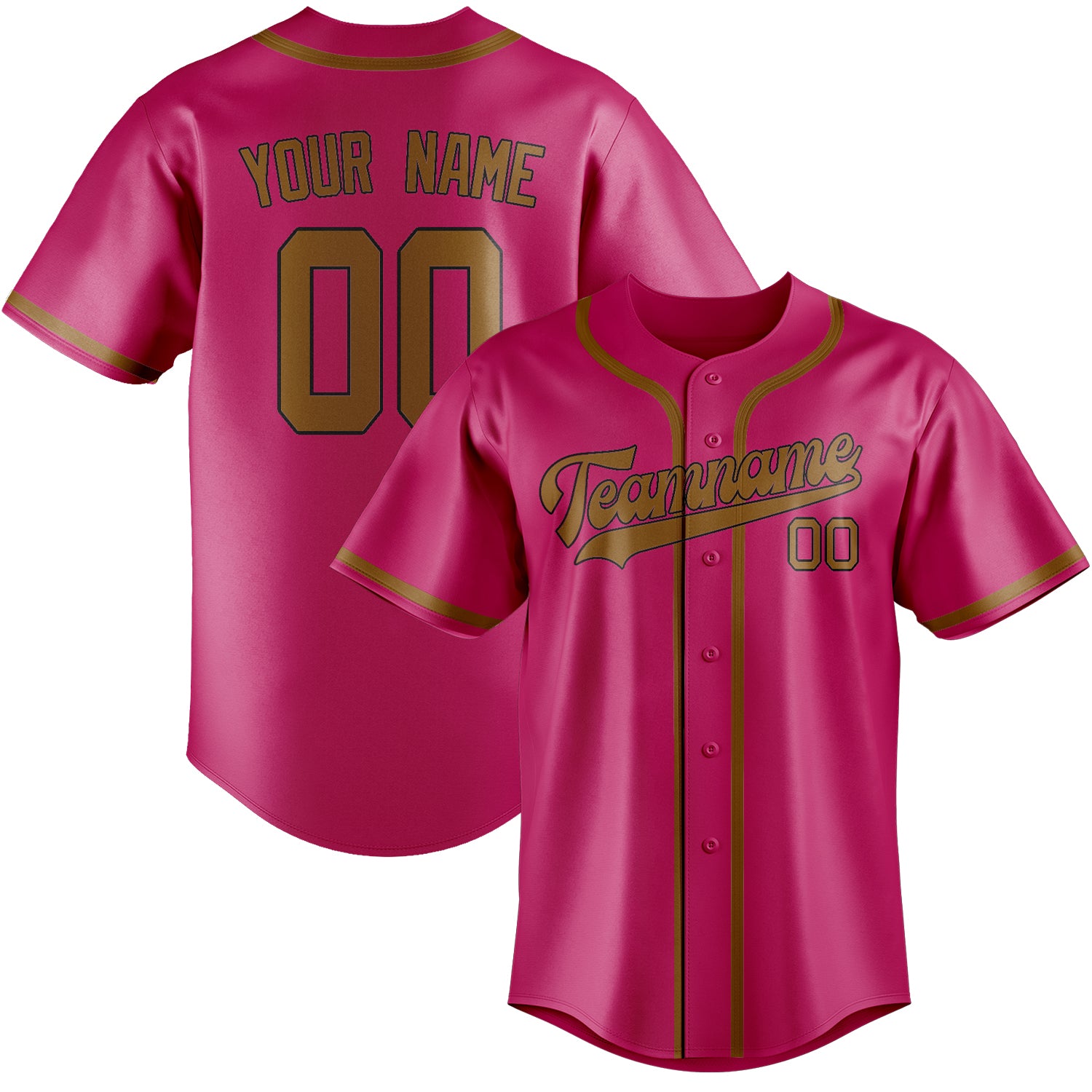 Benutzerdefiniertes Professionelles Rosarot Khaki Baseballtrikot