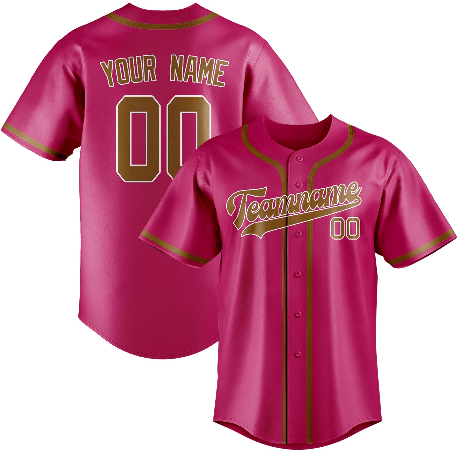 Benutzerdefiniertes Professionelles Rosarot Khaki Baseballtrikot