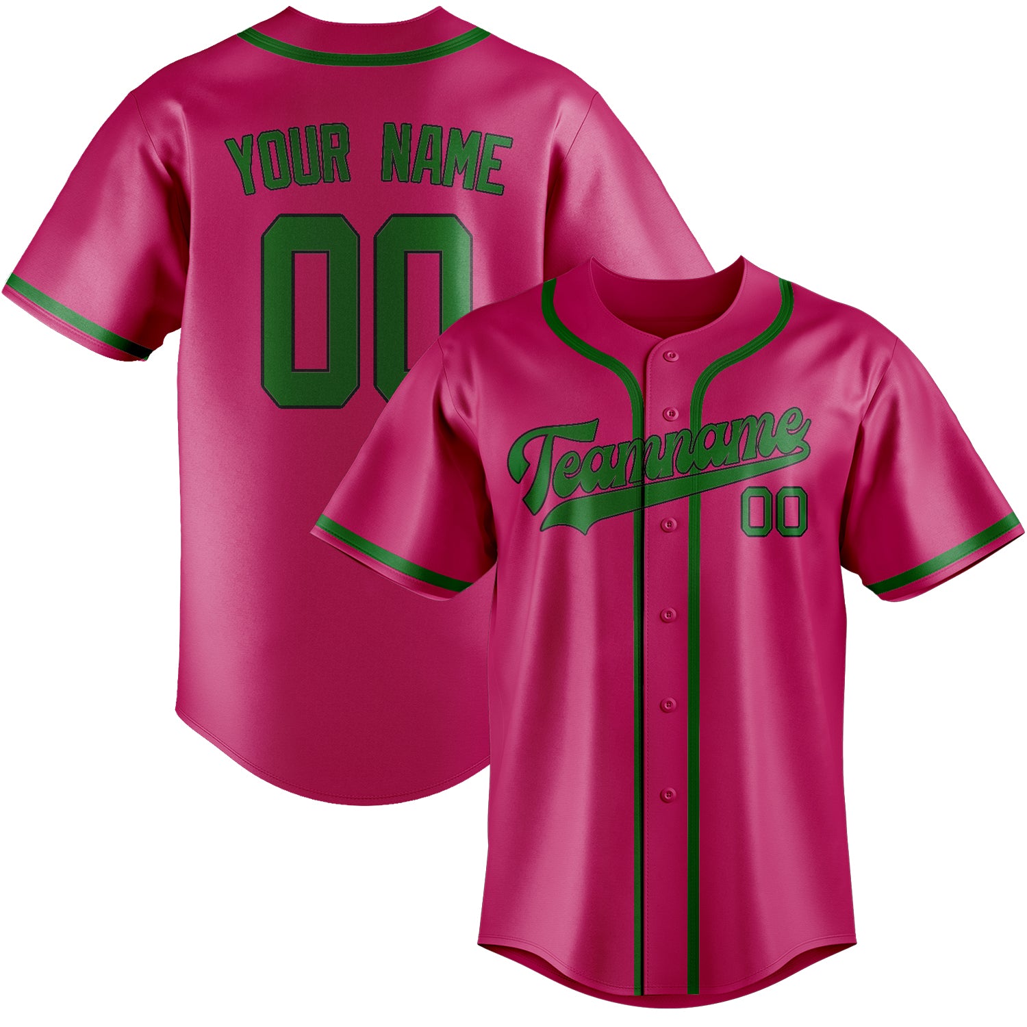Benutzerdefiniertes Professionelles Rosarot Smaragdgrün Baseballtrikot