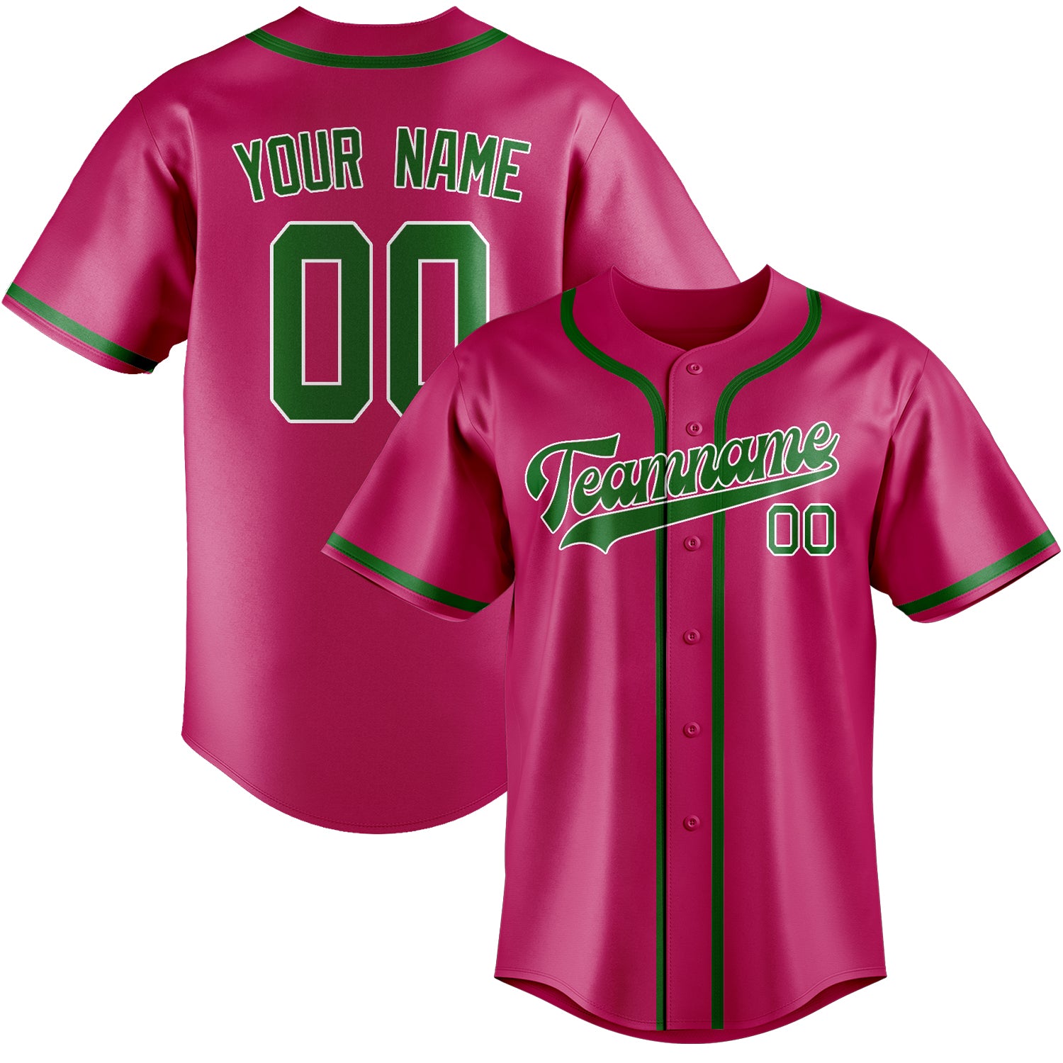 Benutzerdefiniertes Professionelles Rosarot Smaragdgrün Baseballtrikot