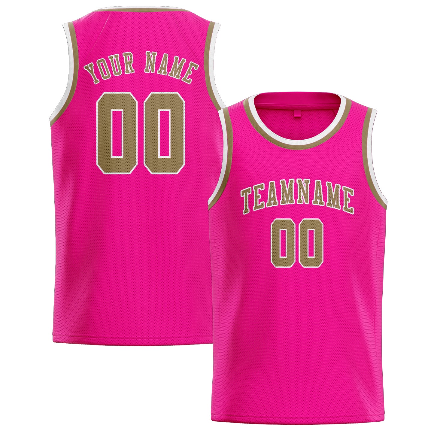 Benutzerdefiniertes Professionelles Rosarot Hellkhaki Basketballtrikot