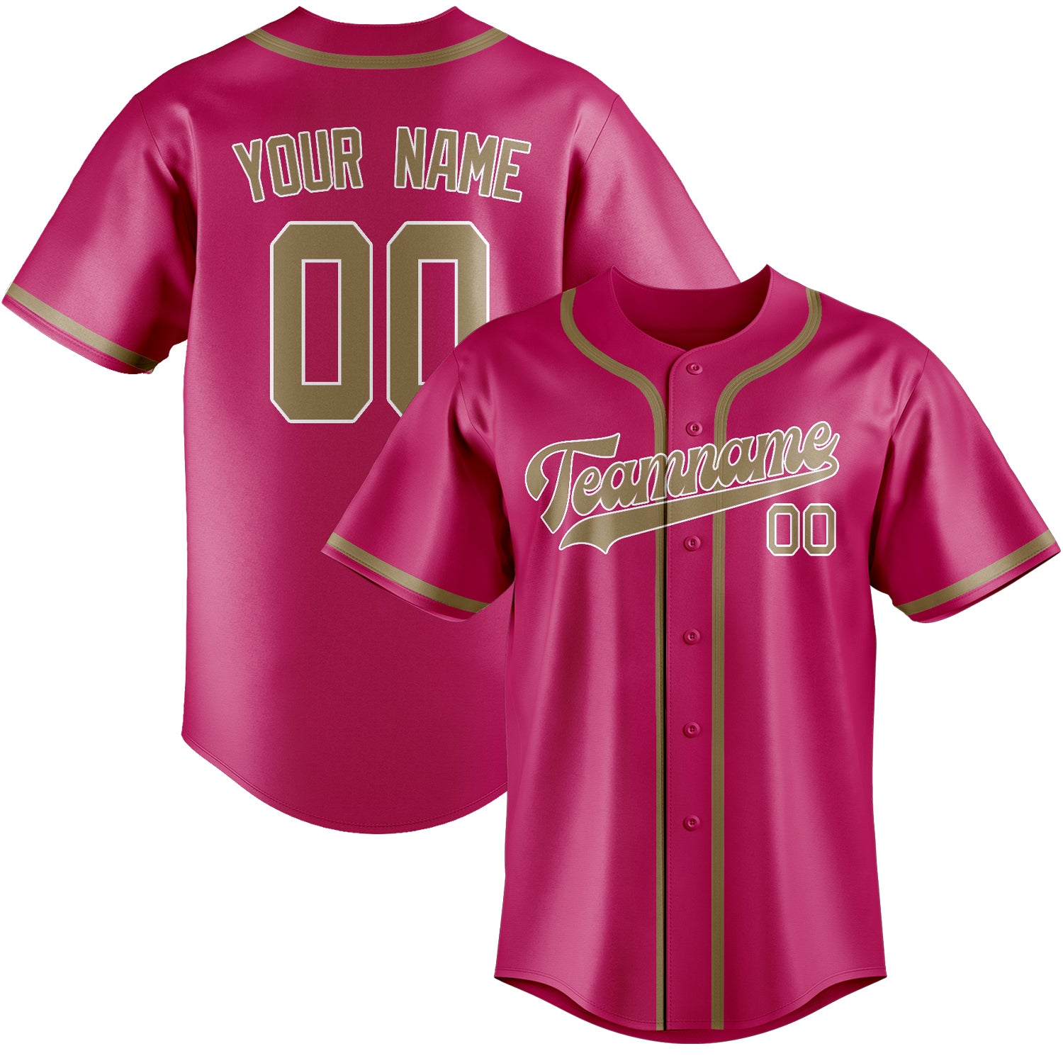 Benutzerdefiniertes Professionelles Rosarot Hellkhaki Baseballtrikot