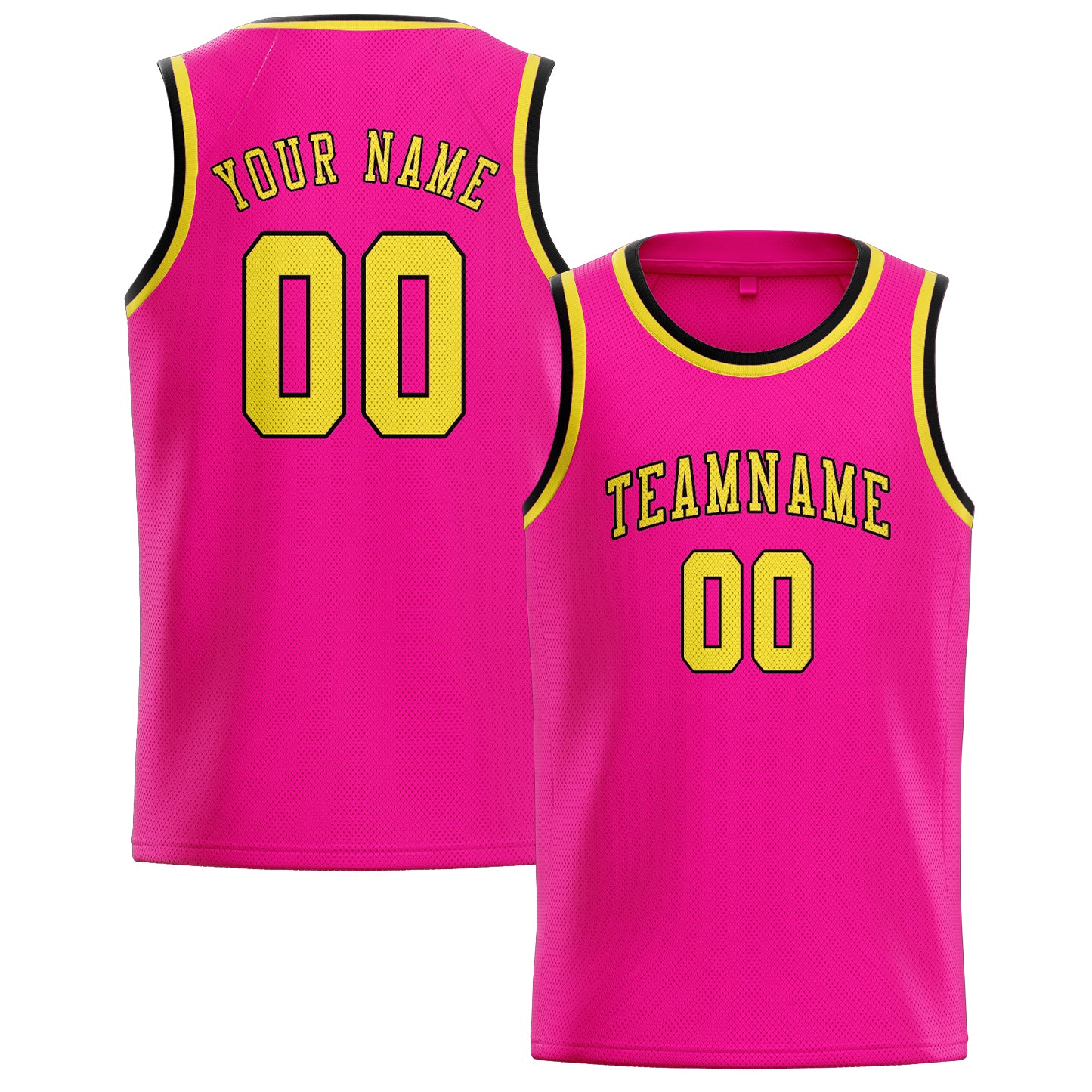 Benutzerdefiniertes Professionelles Rosarot Blassgelb Basketballtrikot