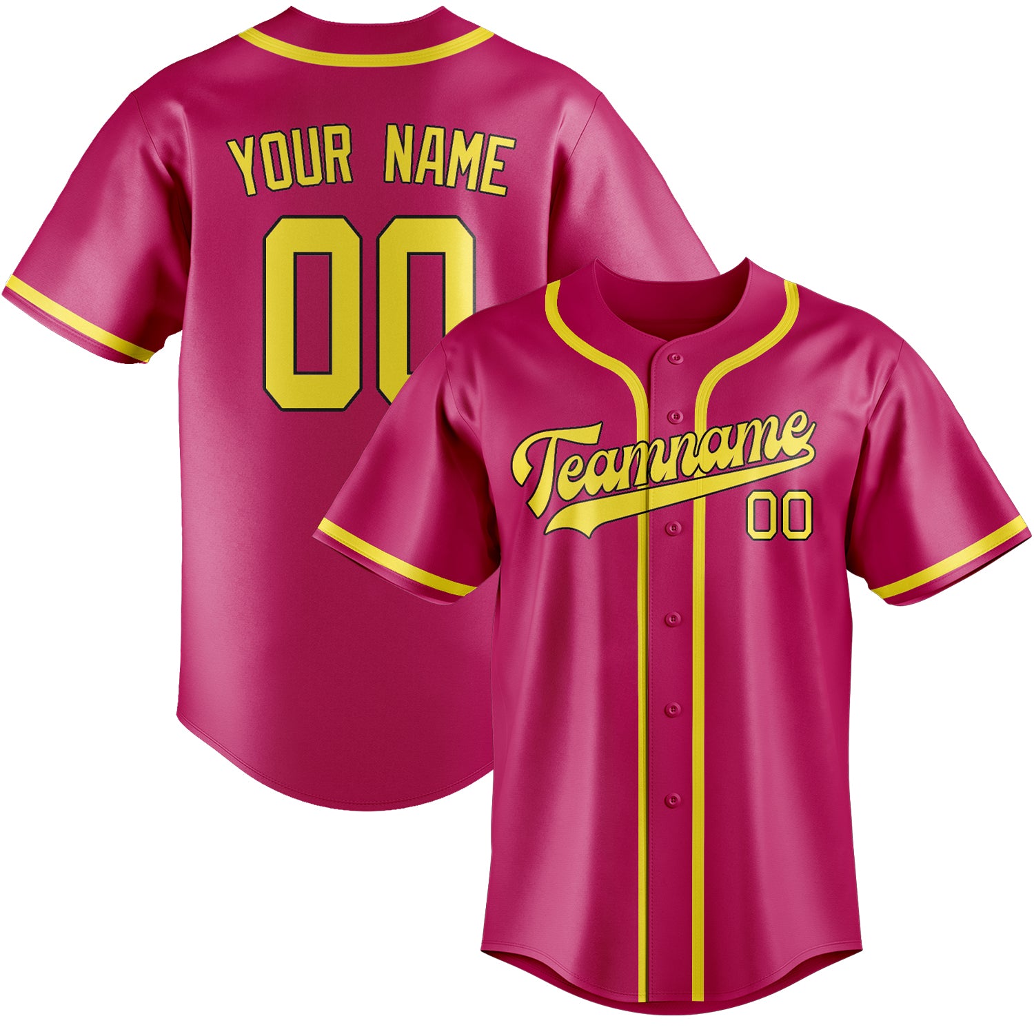Benutzerdefiniertes Professionelles Rosarot Blassgelb Baseballtrikot