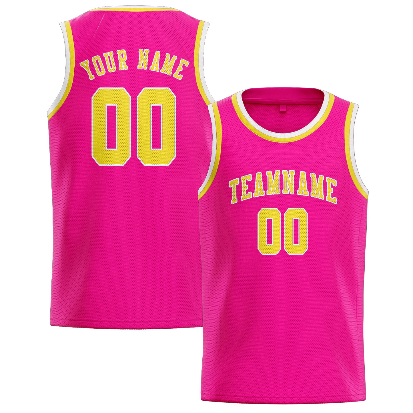 Benutzerdefiniertes Professionelles Rosarot Blassgelb Basketballtrikot