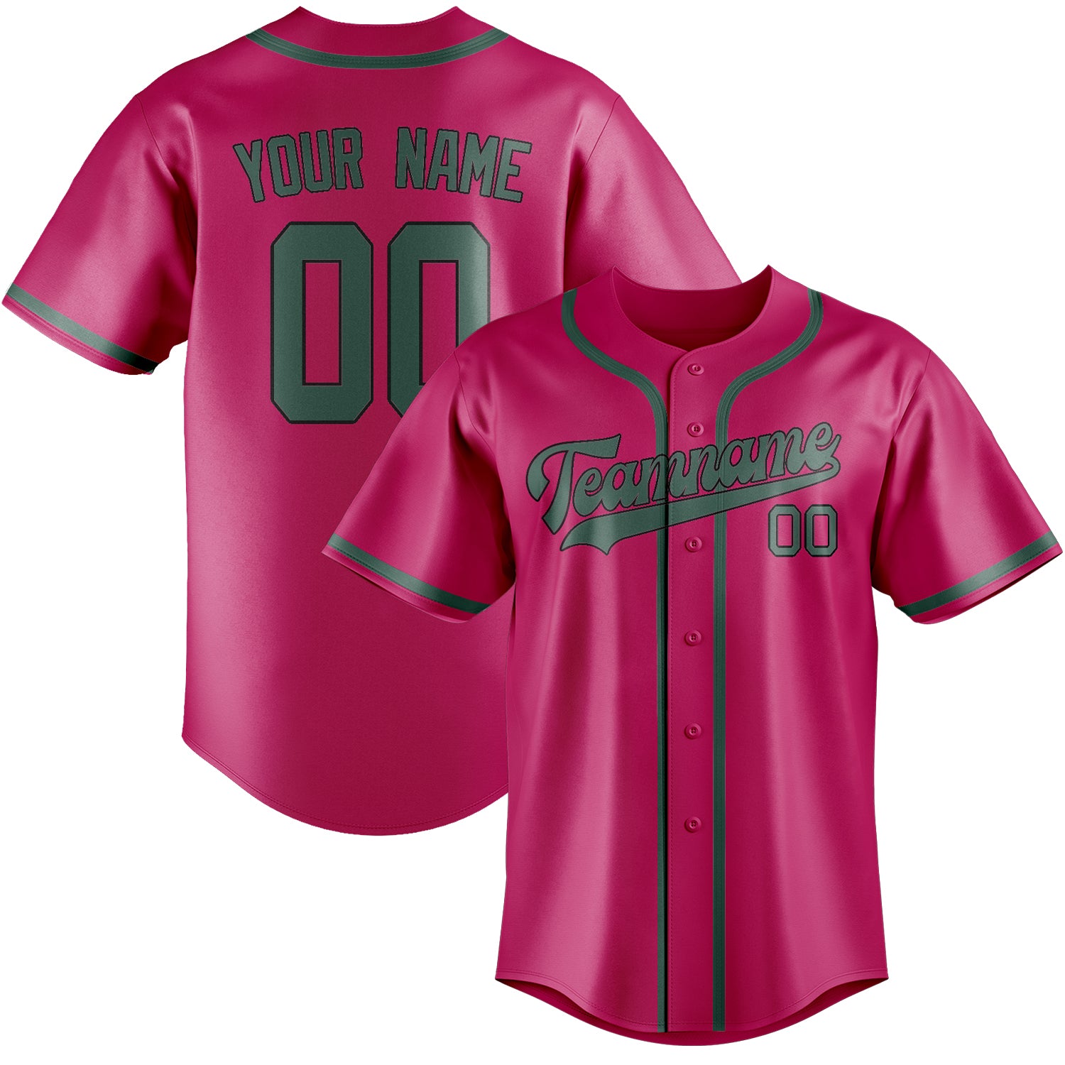 Benutzerdefiniertes Professionelles Rosarot Blaugrün Baseballtrikot