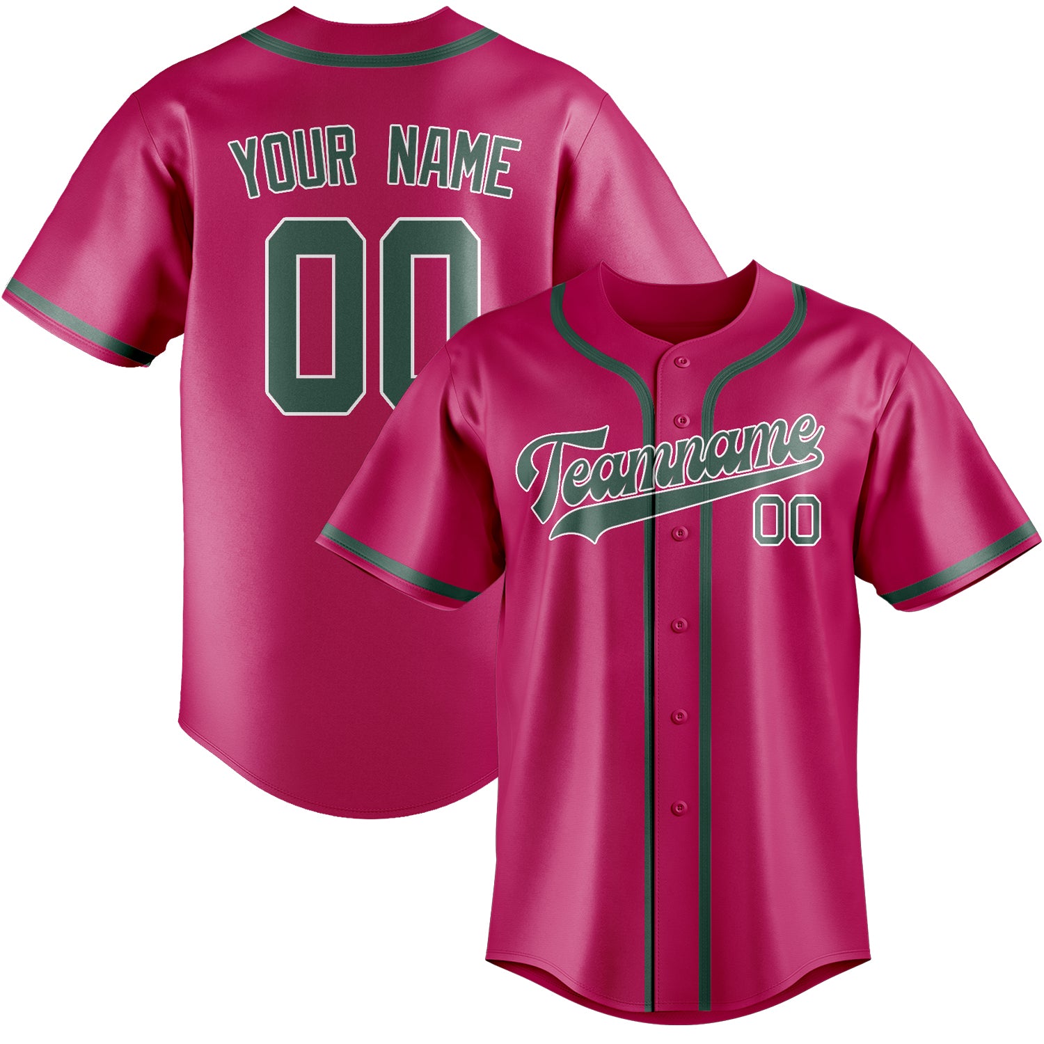 Benutzerdefiniertes Professionelles Rosarot Blaugrün Baseballtrikot