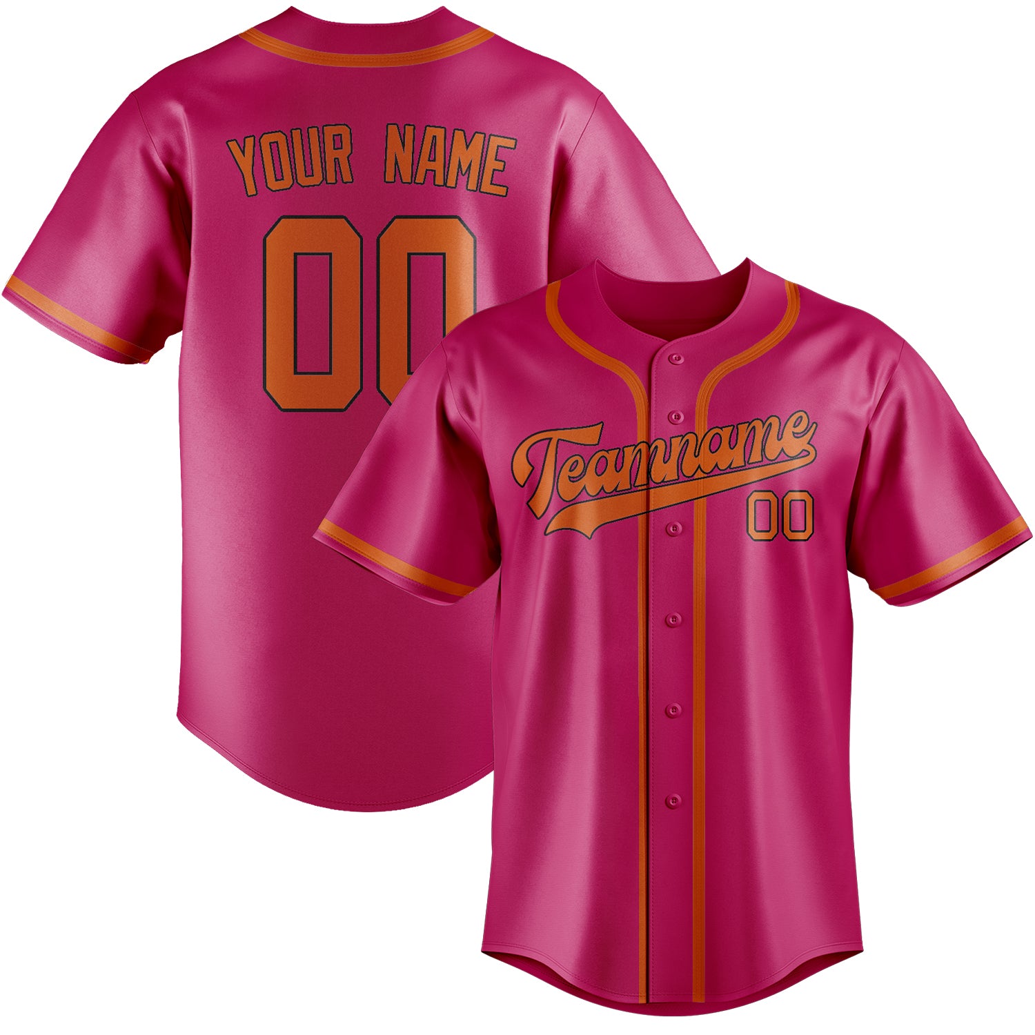 Benutzerdefiniertes Professionelles Rosarot Orange Baseballtrikot
