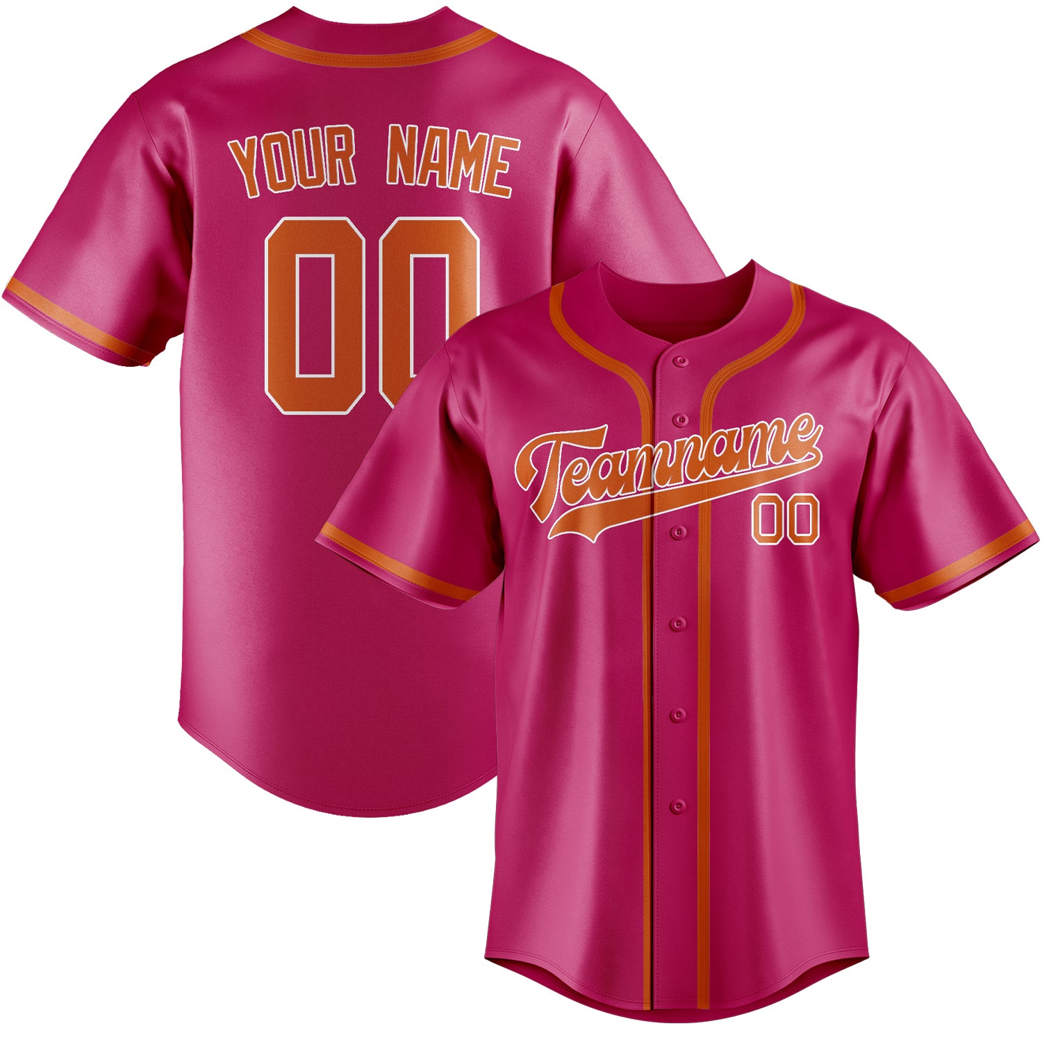 Benutzerdefiniertes Professionelles Rosarot Orange Baseballtrikot
