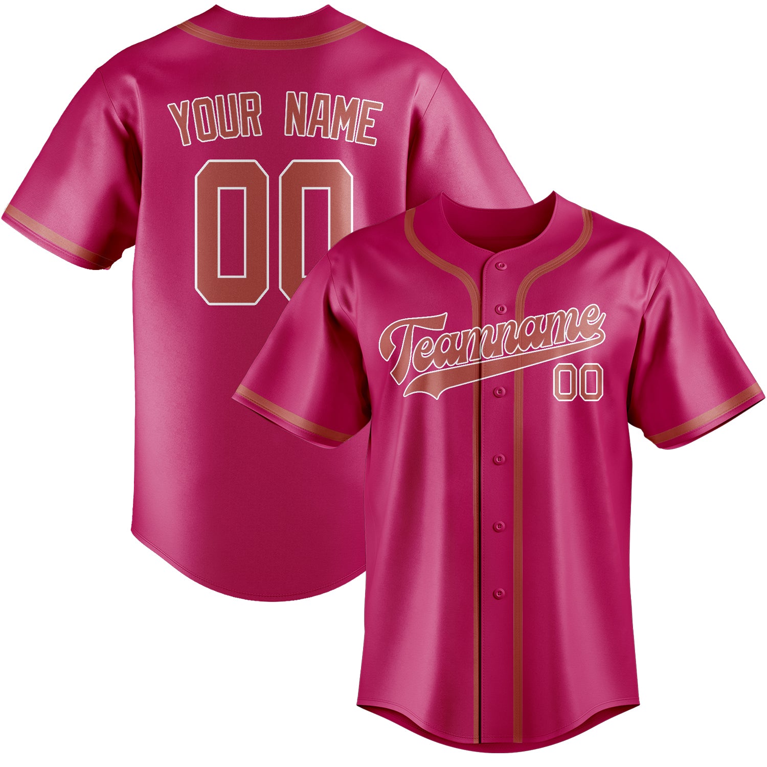 Benutzerdefiniertes Professionelles Rosarot Kupferrose Baseballtrikot