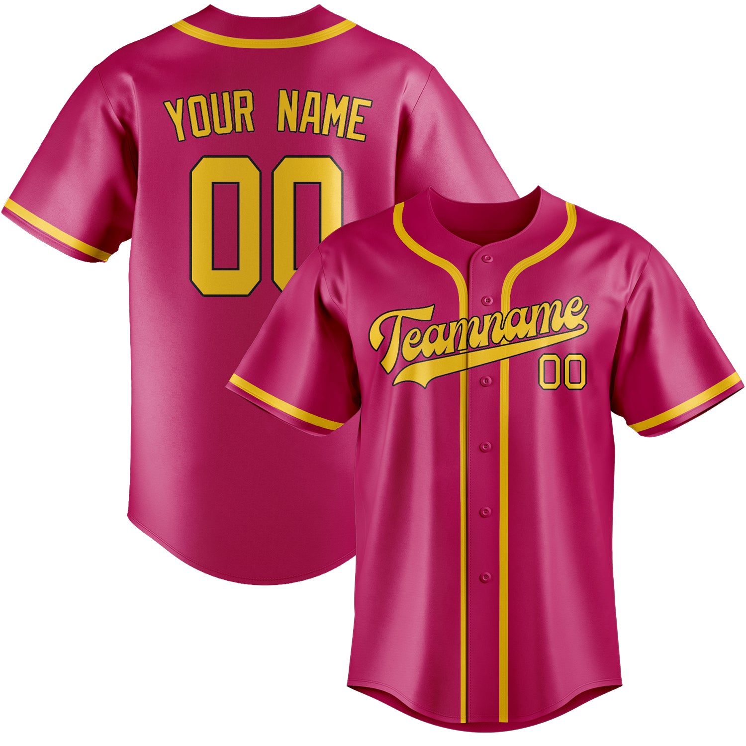 Benutzerdefiniertes Professionelles Rosarot Gold Baseballtrikot