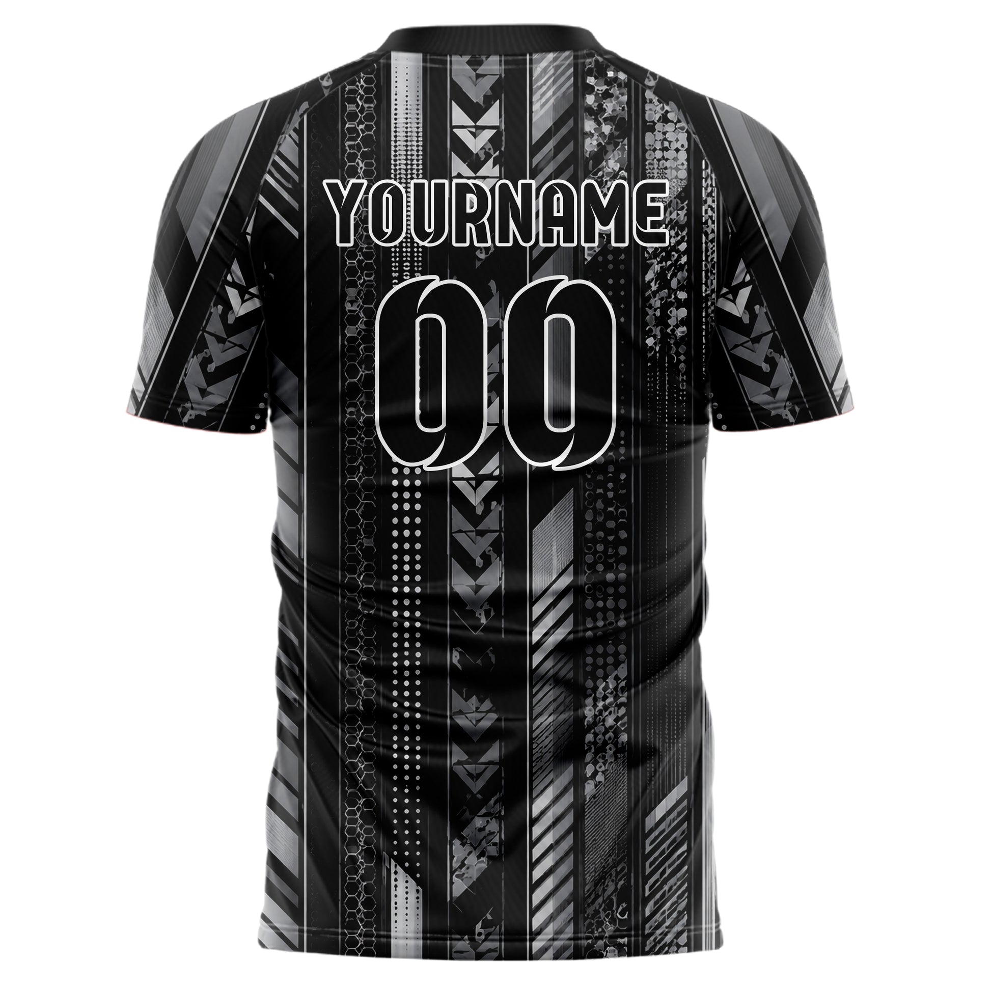 Schwarz klassisches Streifen horizontale Baender Design 13-0141 individuelles Fußballtrikot back