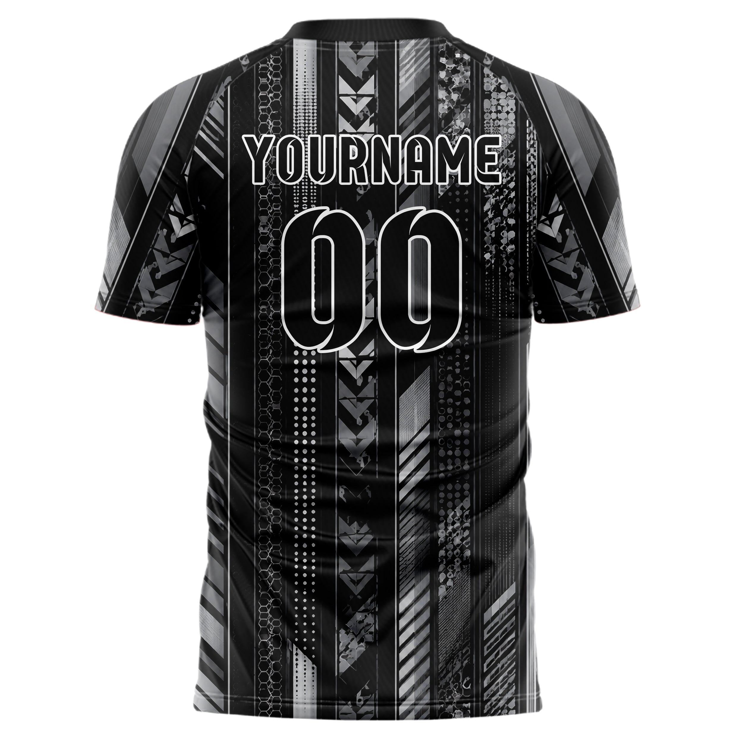 Schwarz klassisches Streifen horizontale Baender Design 13-0141 individuelles Fußballtrikot back