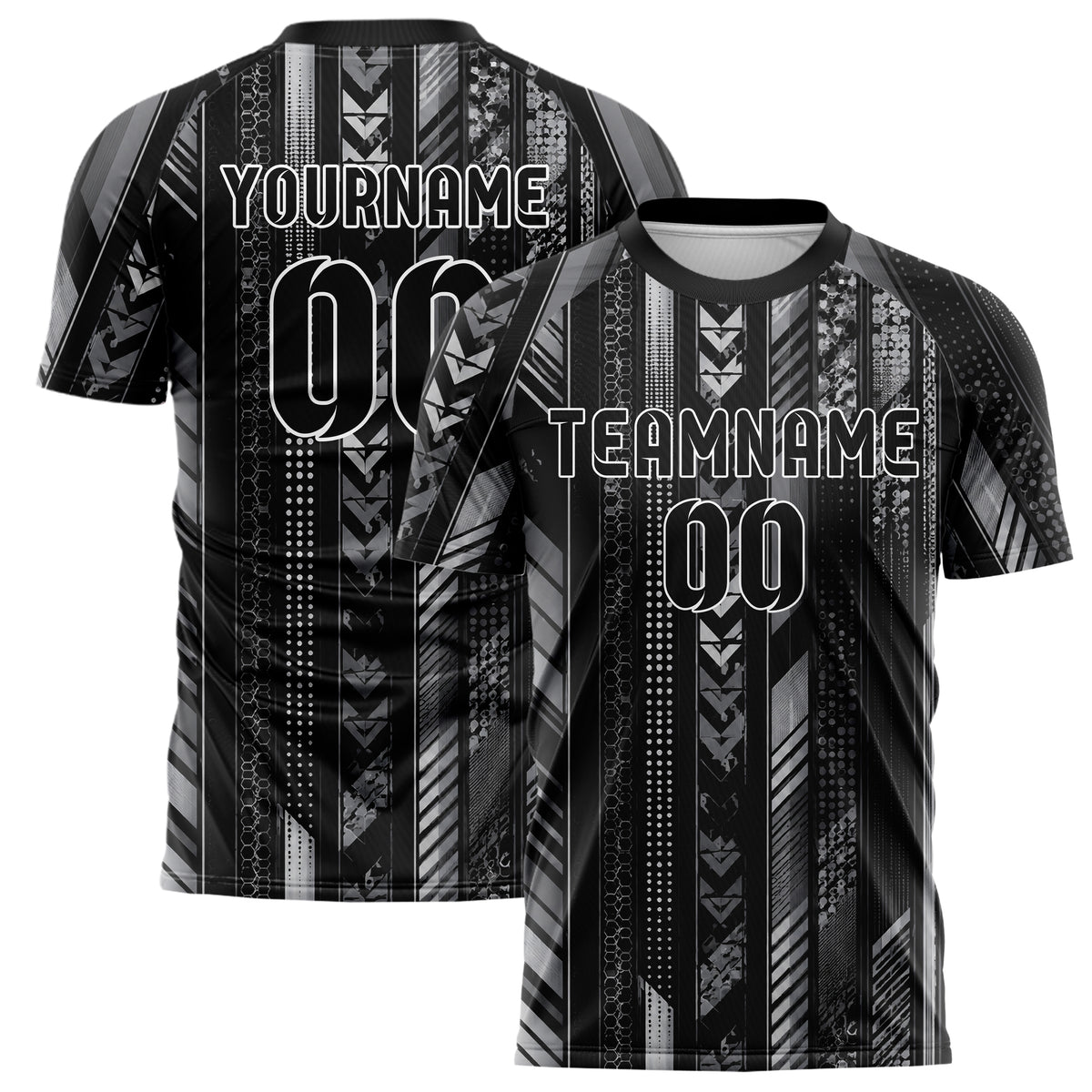 Schwarz klassisches Streifen horizontale Baender Design 13-0141 individuelles Fußballtrikot main