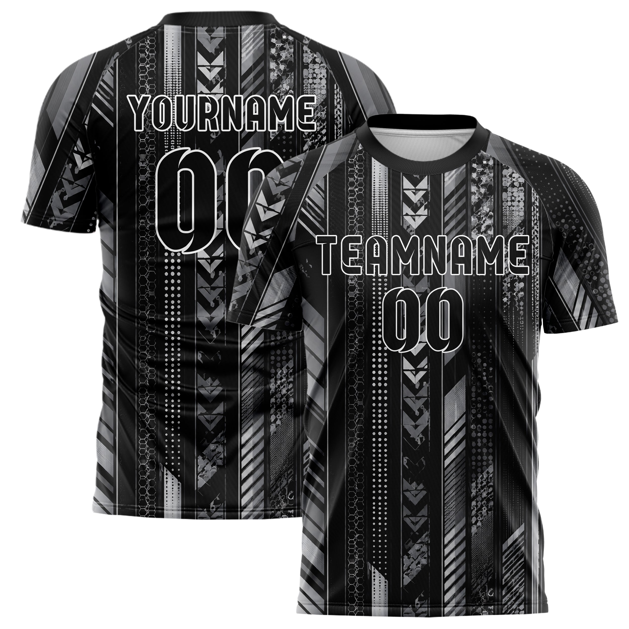 Schwarz klassisches Streifen horizontale Baender Design 13-0141 individuelles Fußballtrikot main