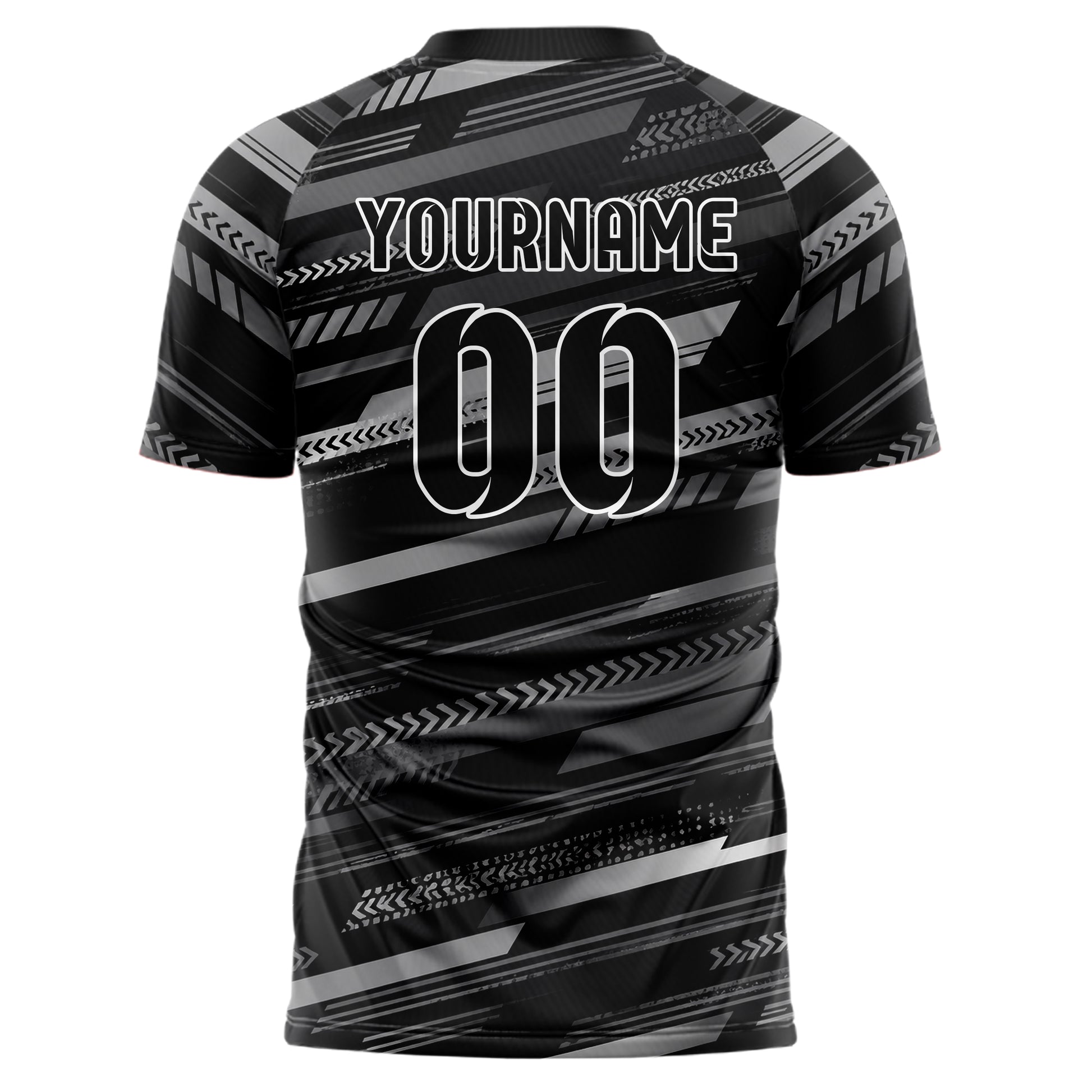 Schwarz klassisches Streifen horizontale Baender Design 13-0171 individuelles Fußballtrikot back