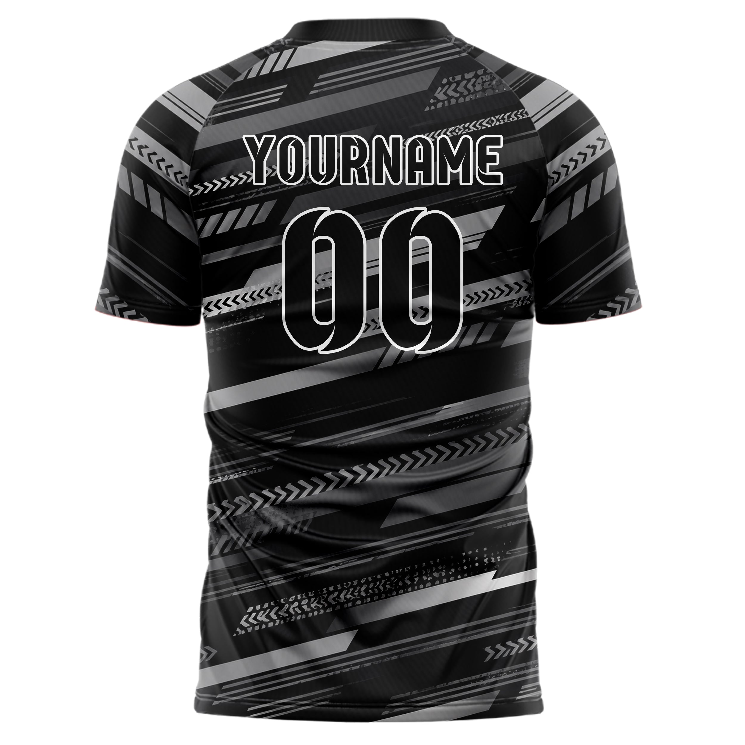 Schwarz klassisches Streifen horizontale Baender Design 13-0171 individuelles Fußballtrikot back