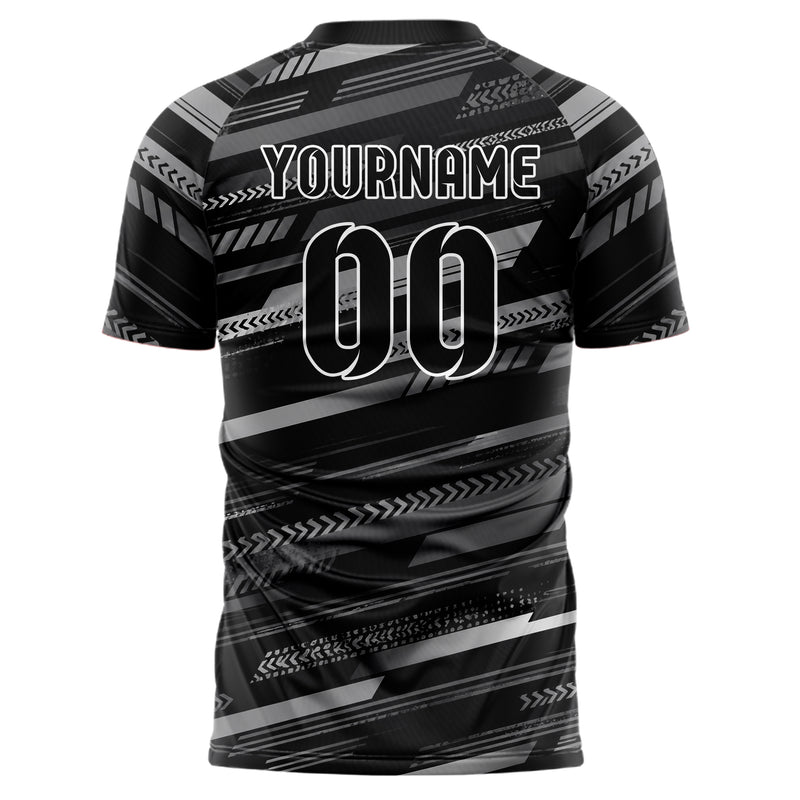Schwarz klassisches Streifen horizontale Baender Design 13-0171 individuelles Fußballtrikot back
