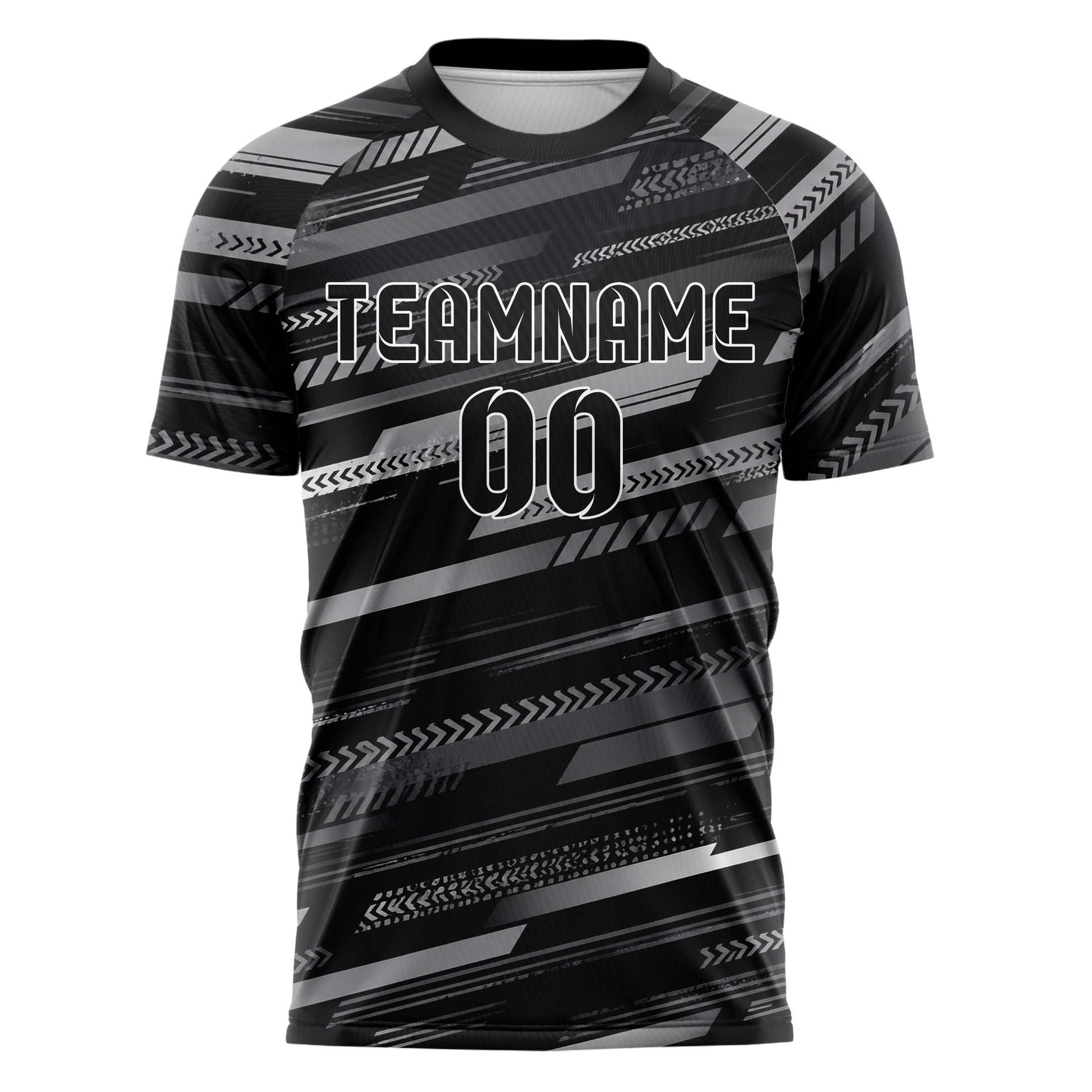 Schwarz klassisches Streifen horizontale Baender Design 13-0171 individuelles Fußballtrikot front