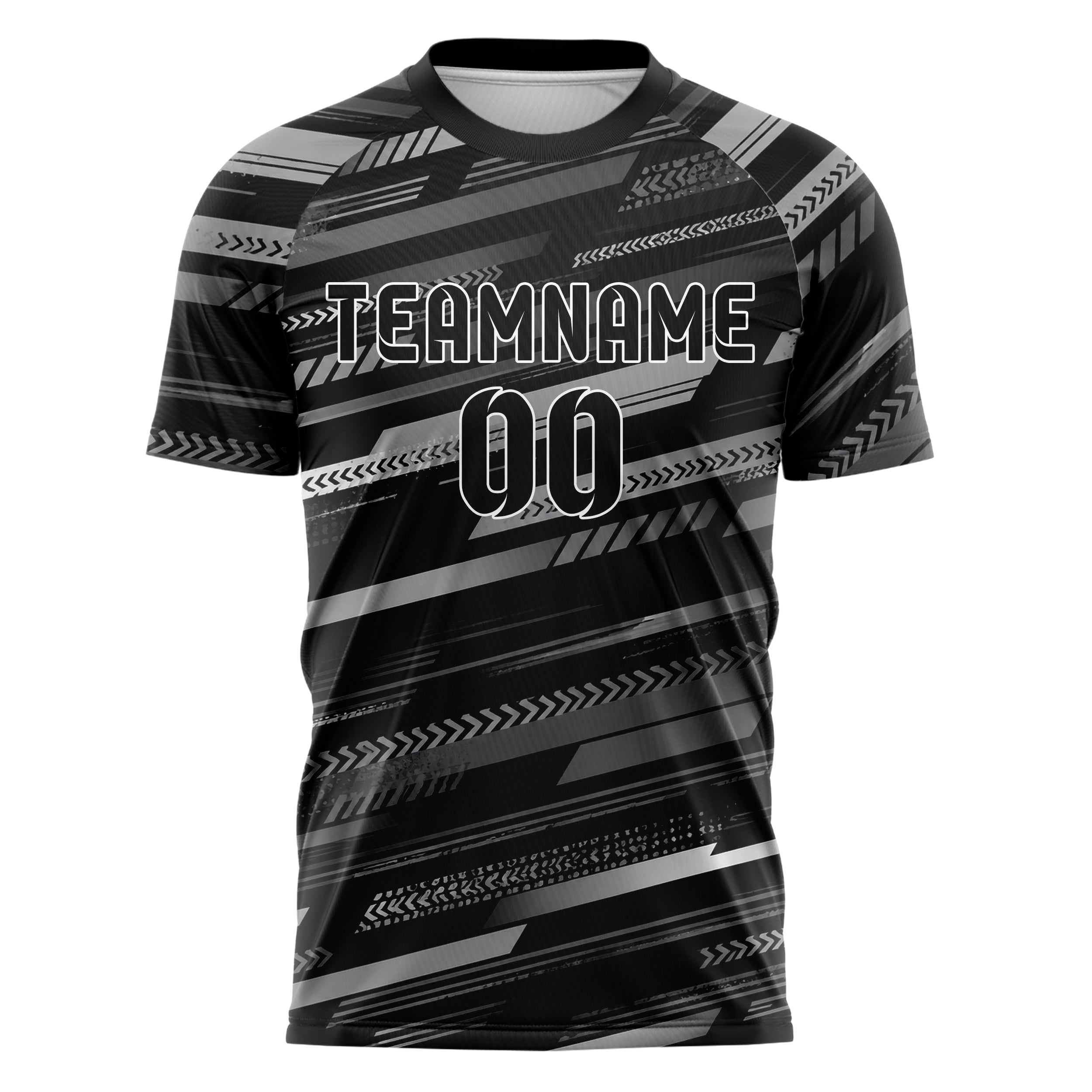 Schwarz klassisches Streifen horizontale Baender Design 13-0171 individuelles Fußballtrikot front
