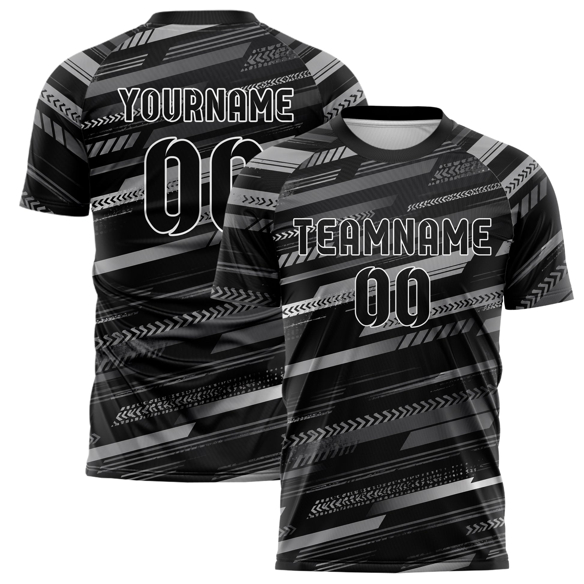 Schwarz klassisches Streifen horizontale Baender Design 13-0171 individuelles Fußballtrikot main