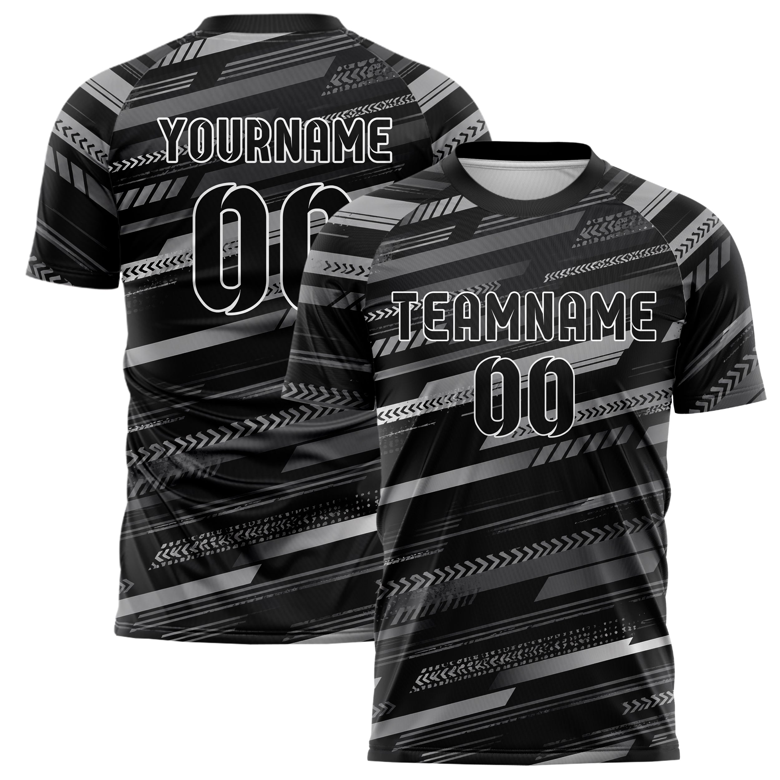 Schwarz klassisches Streifen horizontale Baender Design 13-0171 individuelles Fußballtrikot main