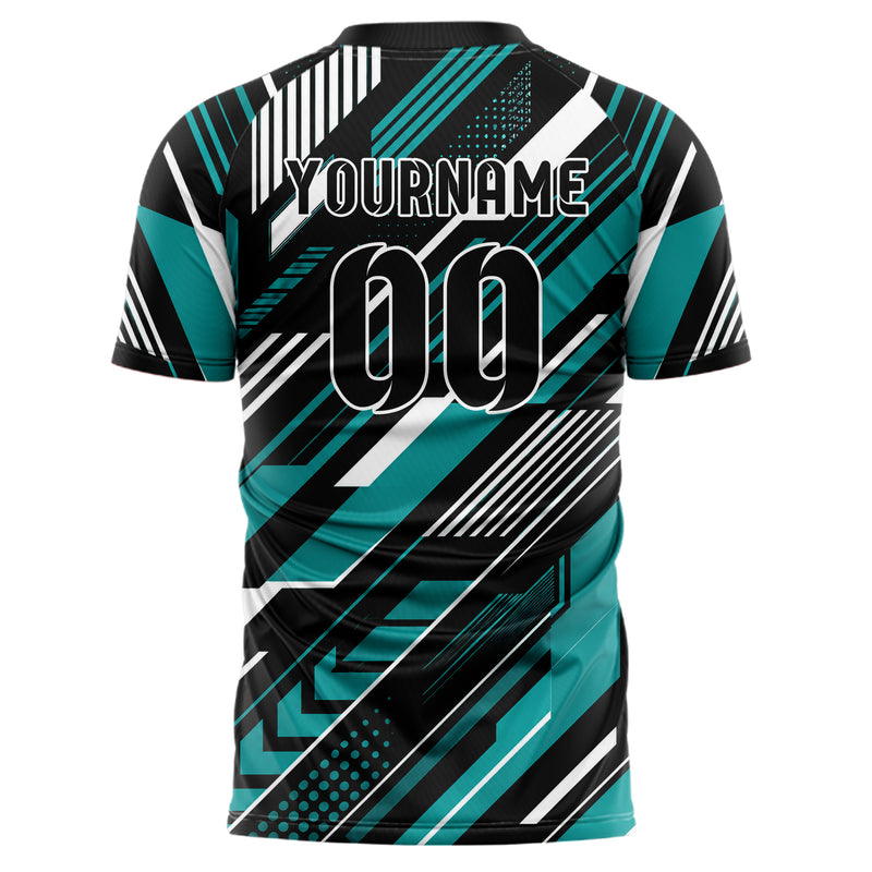 Schwarz lebendiges Streifen Streifen mit Polygon Akzenten Design 13-0053 individuelles Fußballtrikot back