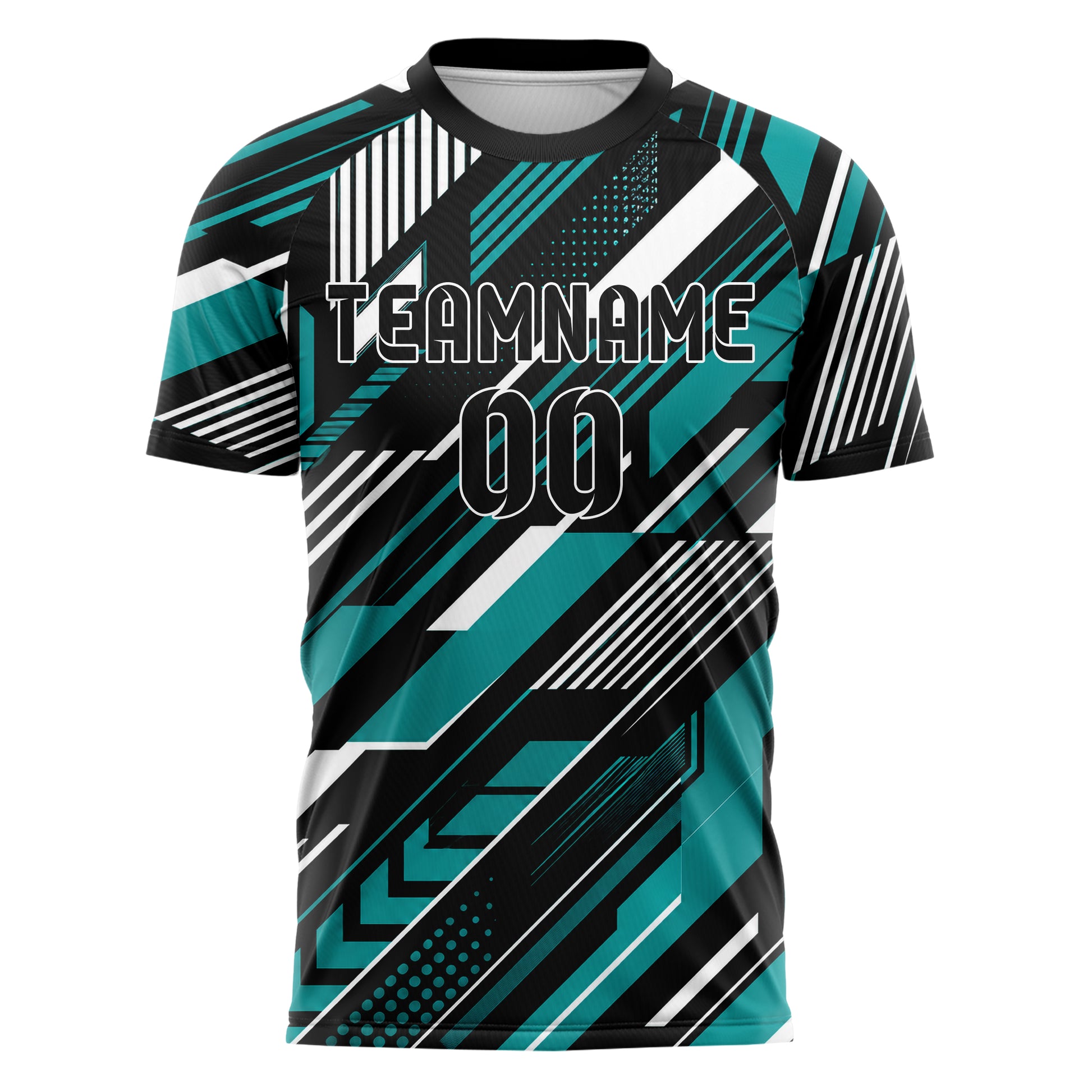 Schwarz lebendiges Streifen Streifen mit Polygon Akzenten Design 13-0053 individuelles Fußballtrikot front